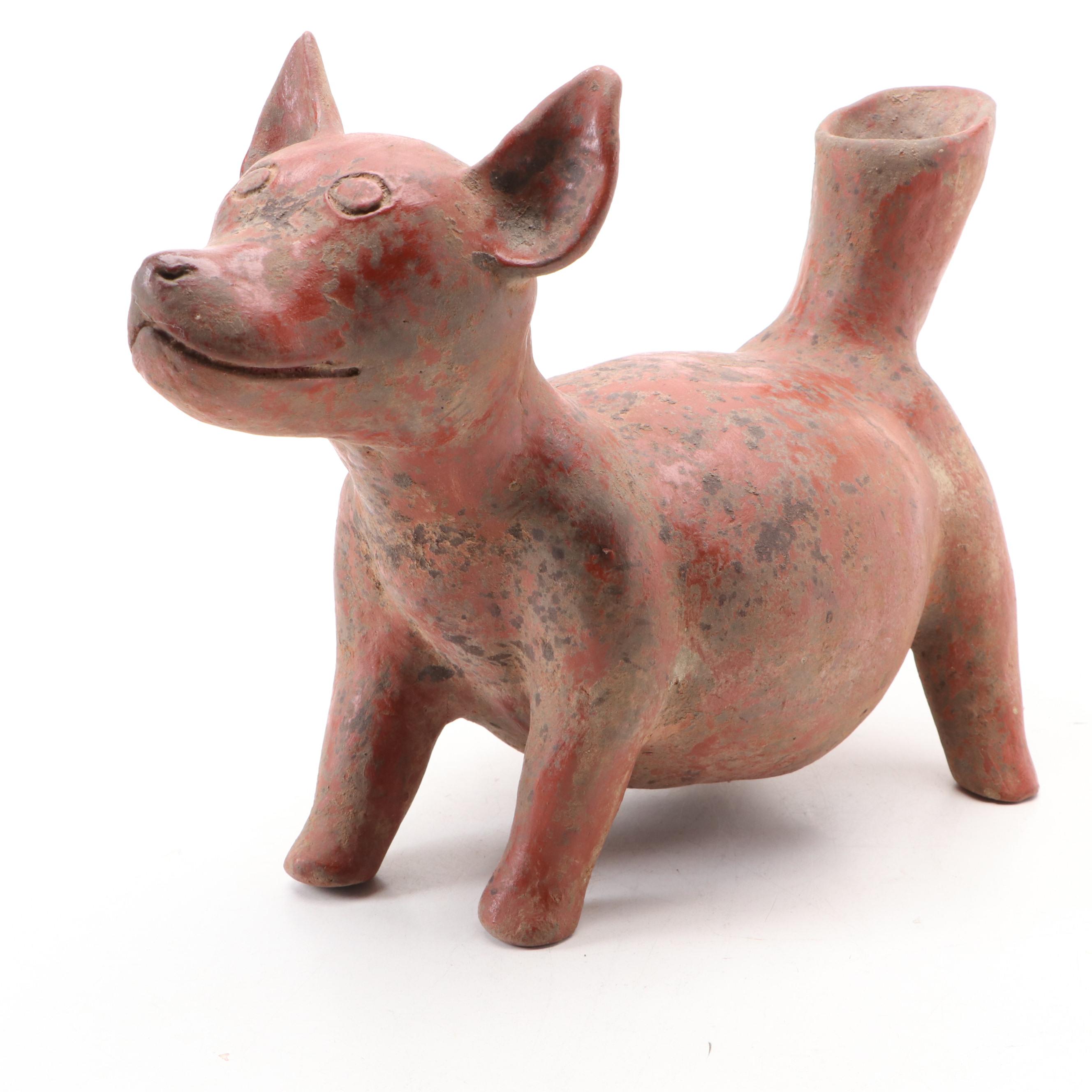 Pre-Columbian Colima Pottery Xoloizcuintle Dog Vessel, Ca. 200 BCE-200 CE