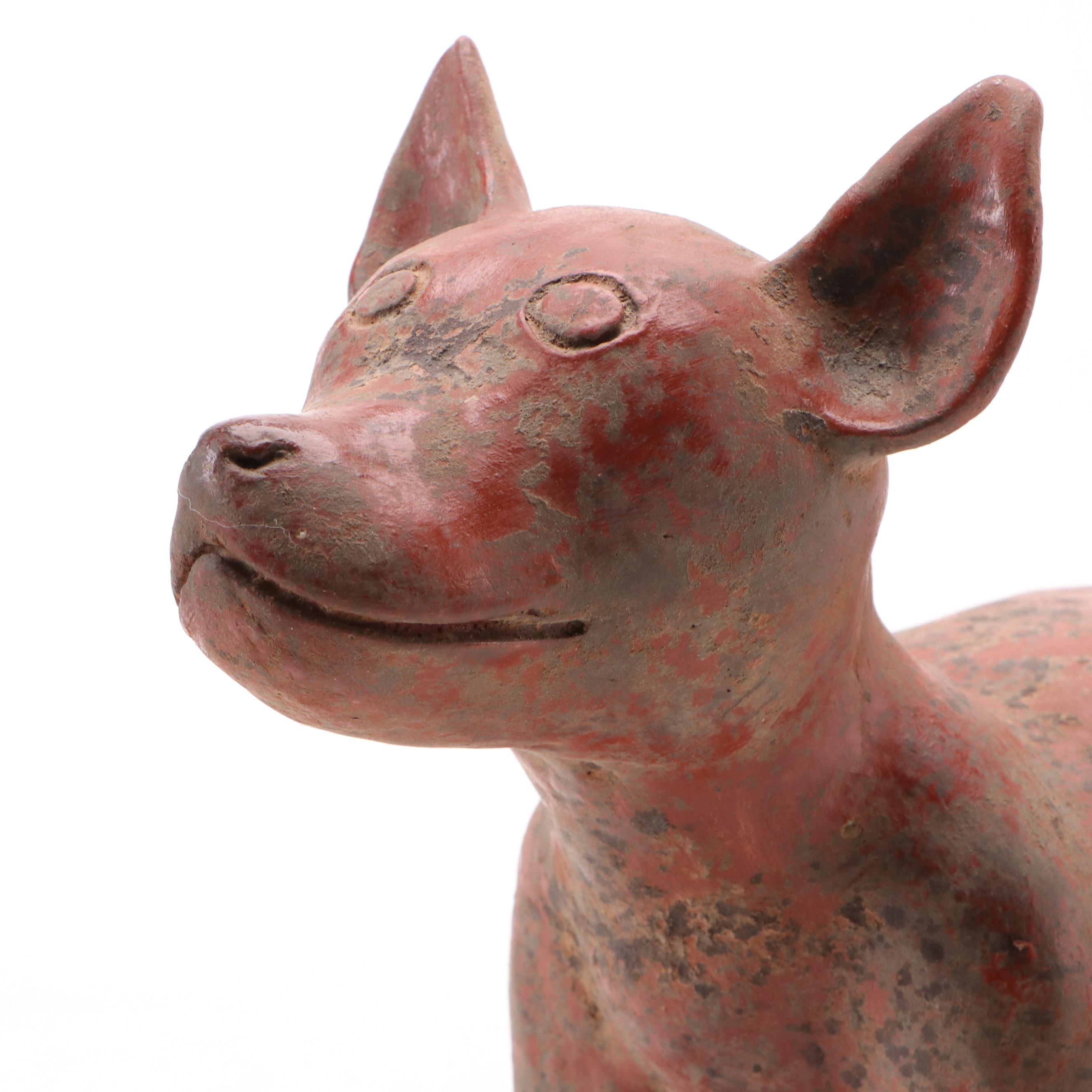 Pre-Columbian Colima Pottery Xoloizcuintle Dog Vessel, Ca. 200 BCE-200 CE