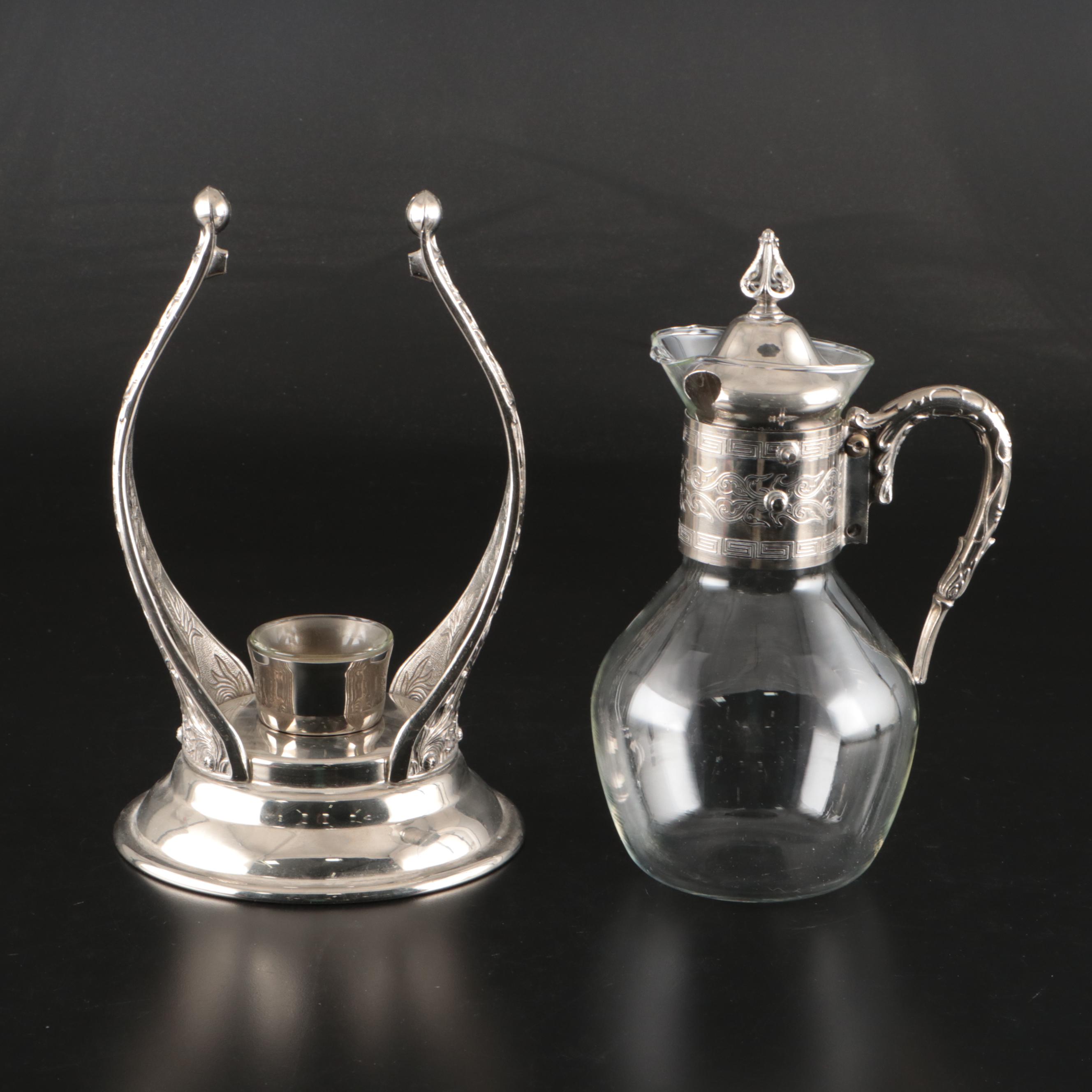 Edwardian Style Silver Plate Tilting Coffee or Tea Carafe, 20th Century