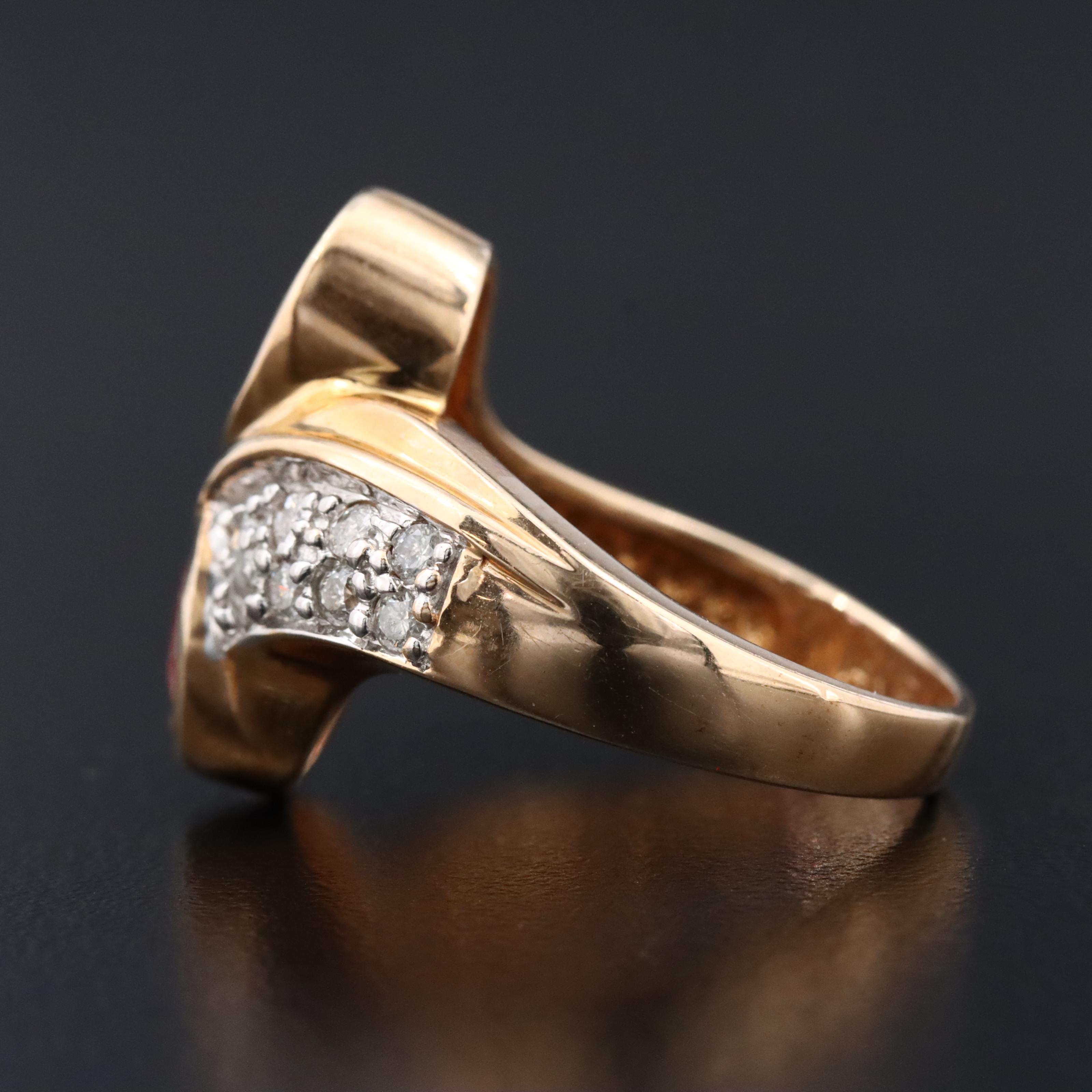 14K Pink Sapphire and Diamond Bypass Ring