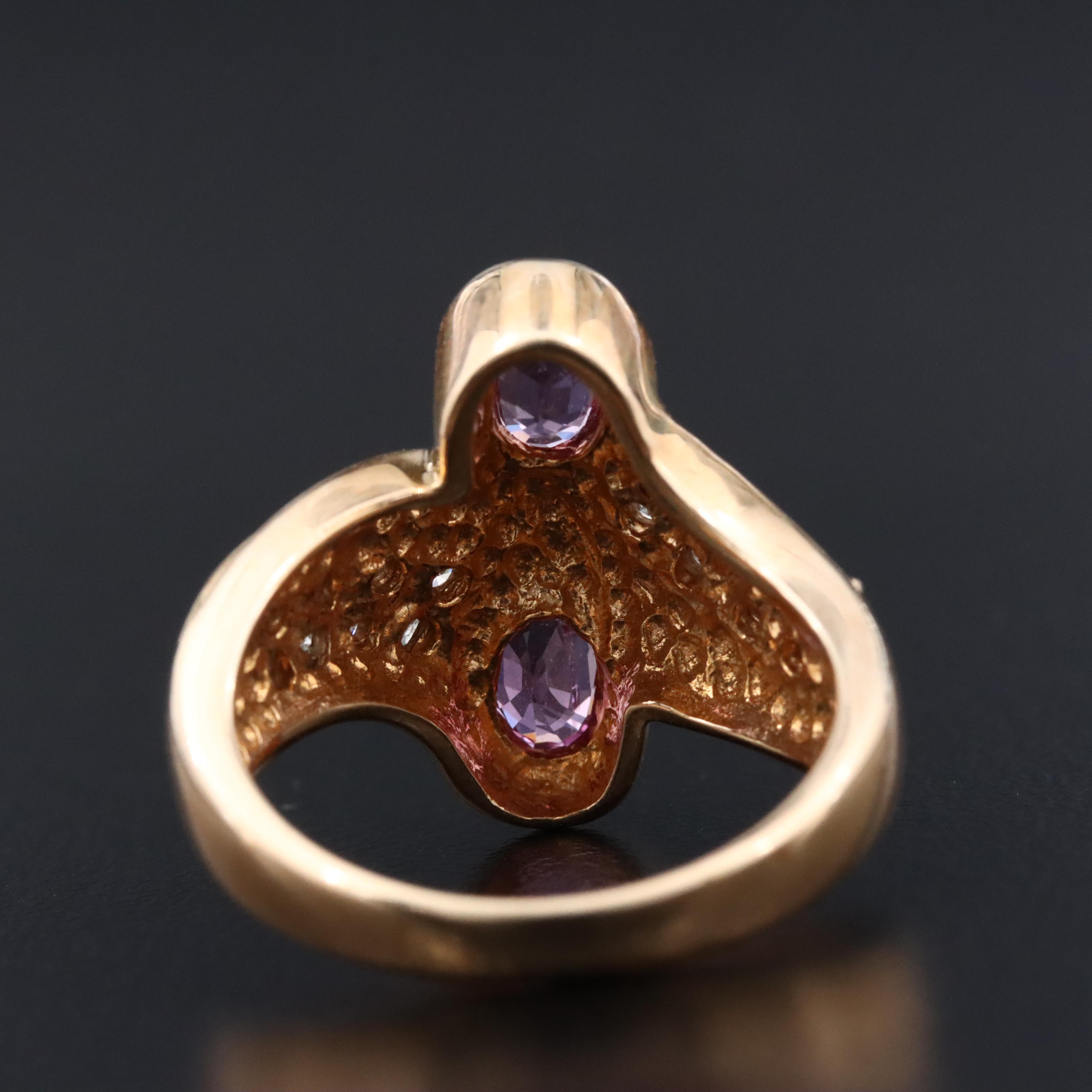 14K Pink Sapphire and Diamond Bypass Ring