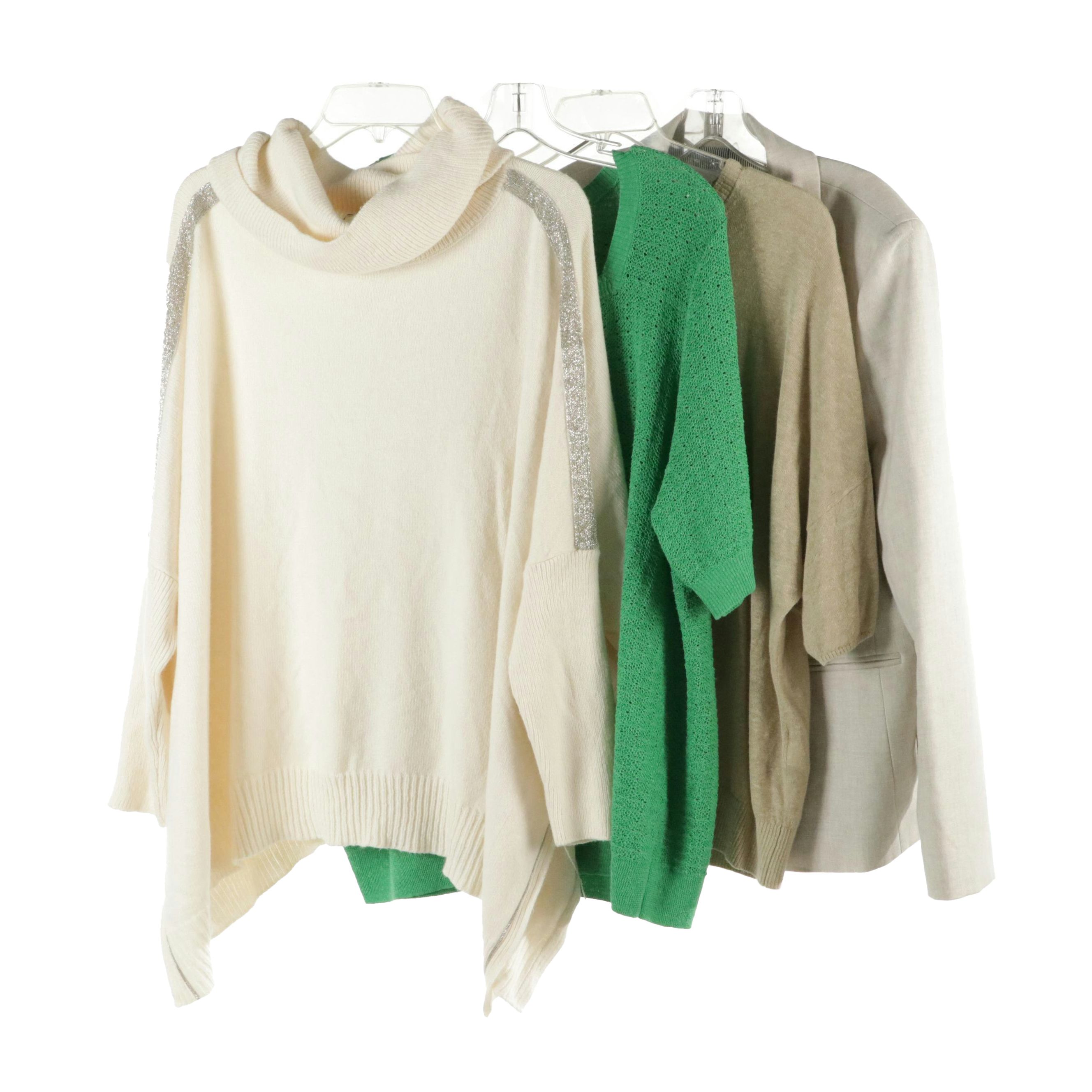 J. Crew, Banana Republic, and Chico's Jacket, Knit Tops, and Cowl Neck Poncho
