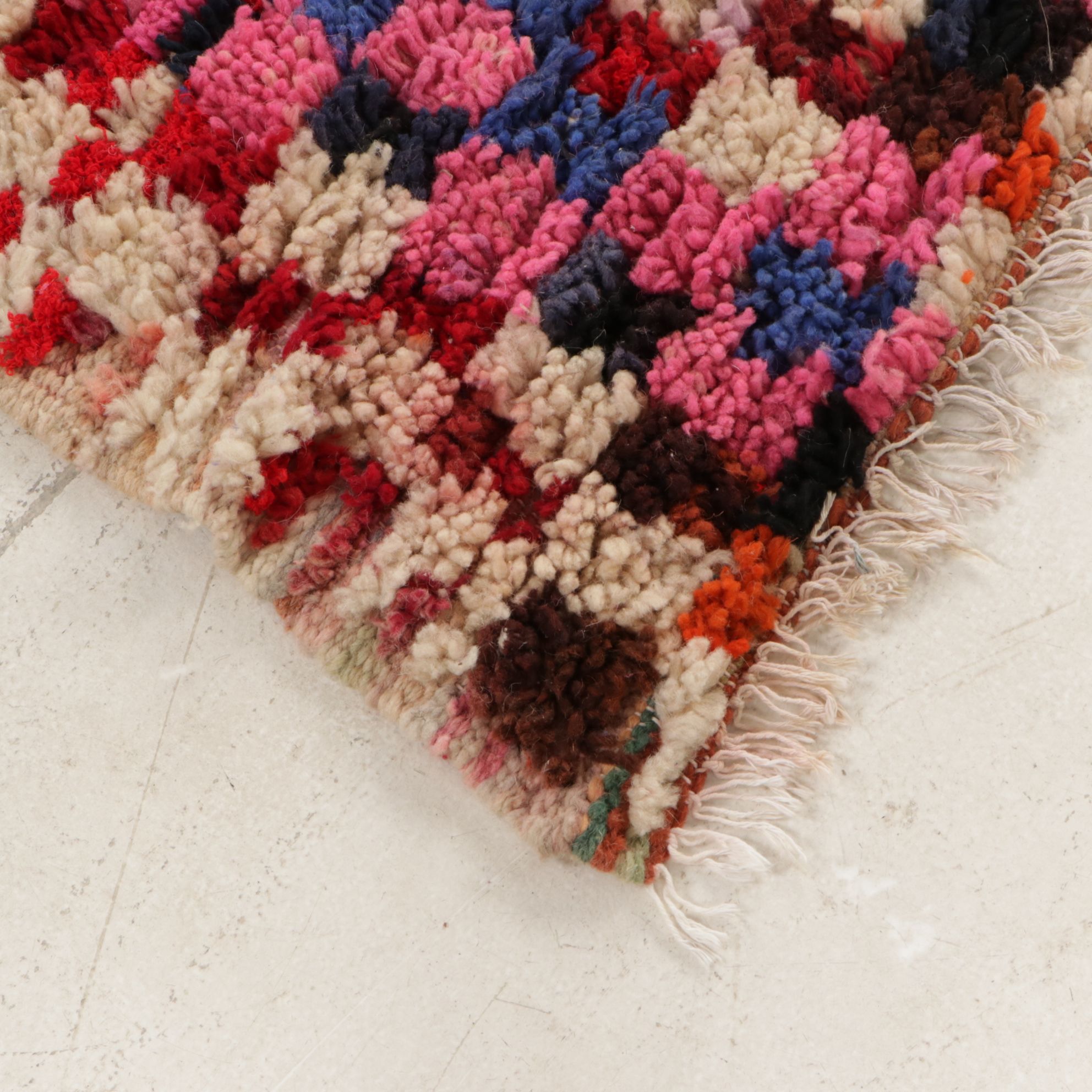 Hand-Knotted & Checkered Moroccan Berber Accent Rugs