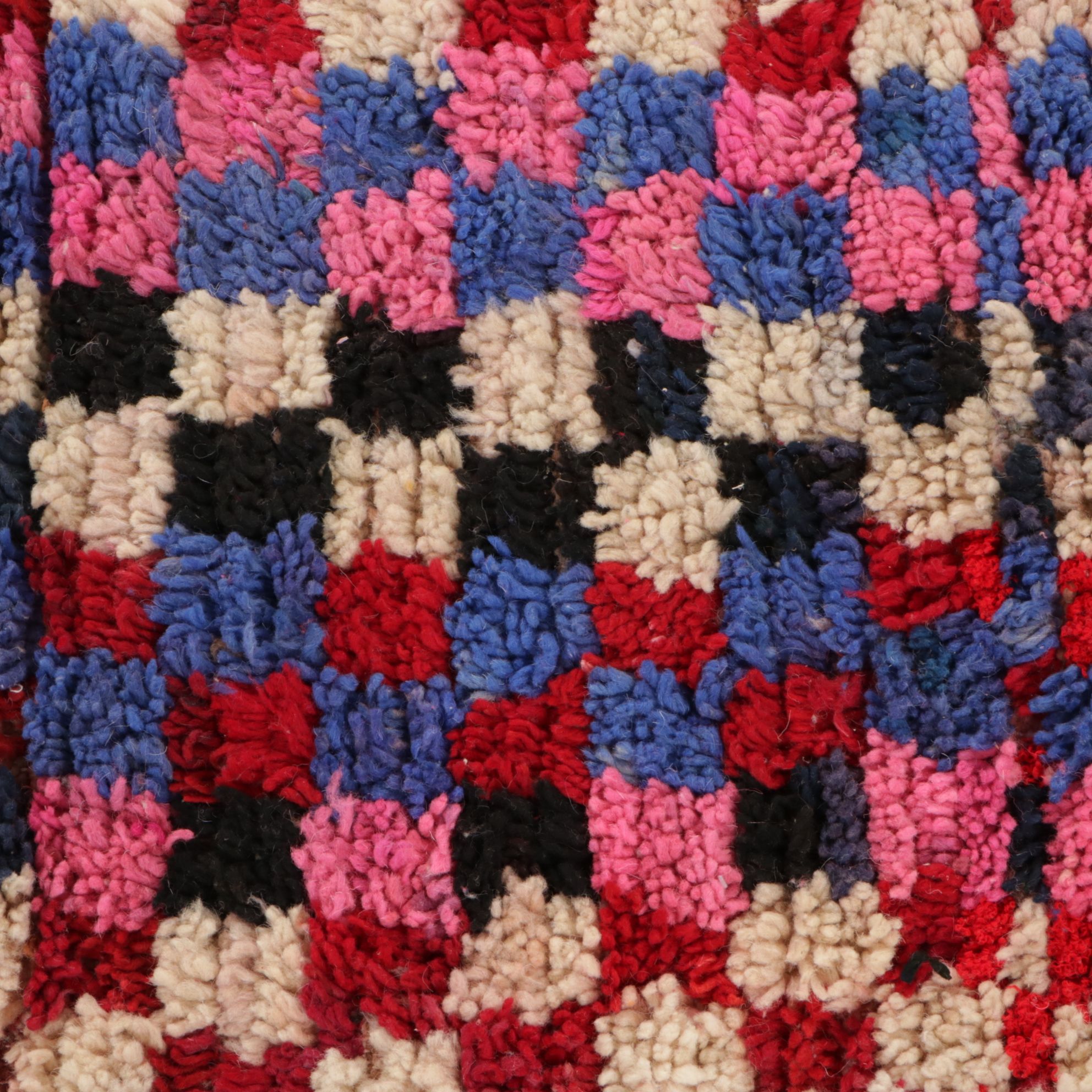 Hand-Knotted & Checkered Moroccan Berber Accent Rugs