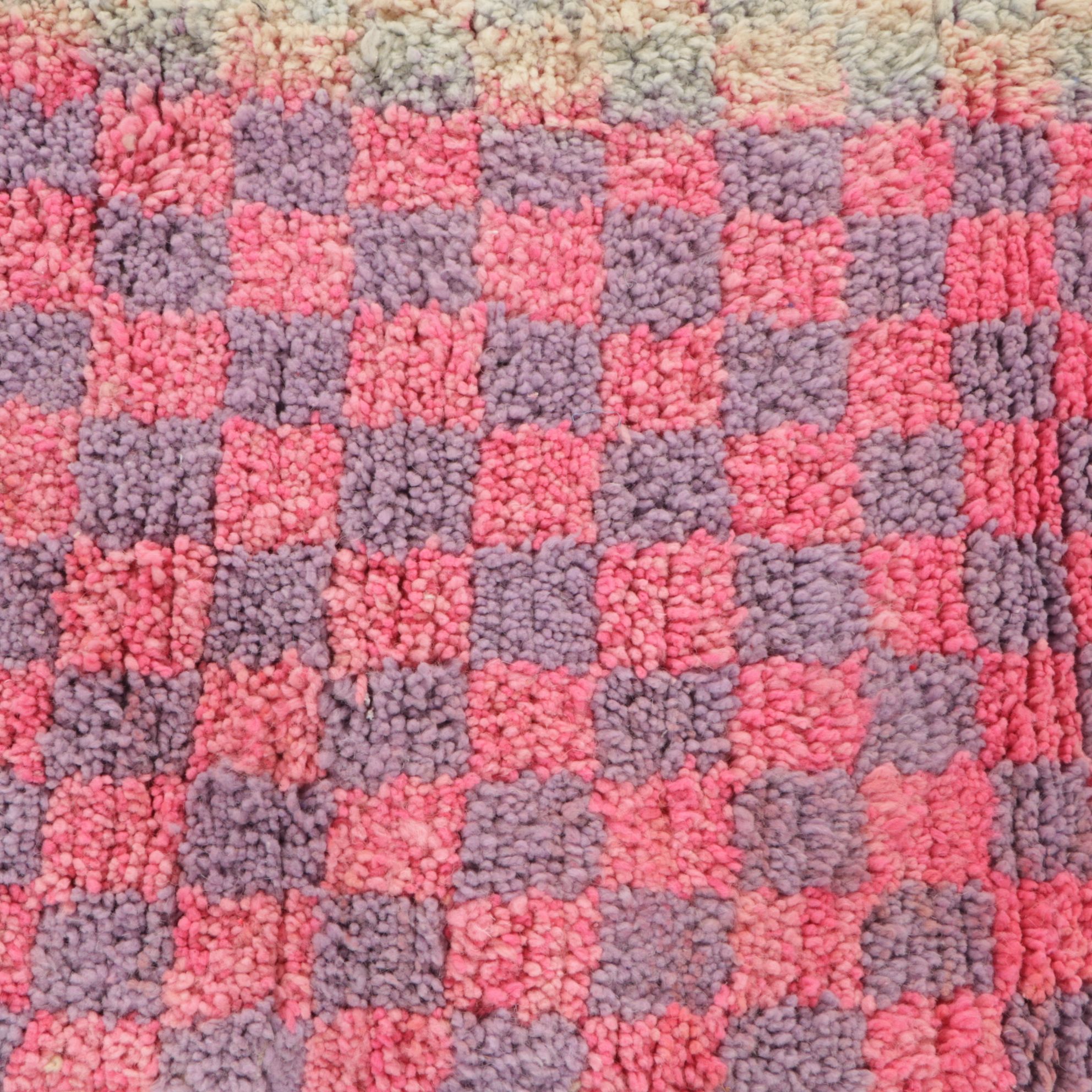 Hand-Knotted & Checkered Moroccan Berber Accent Rugs