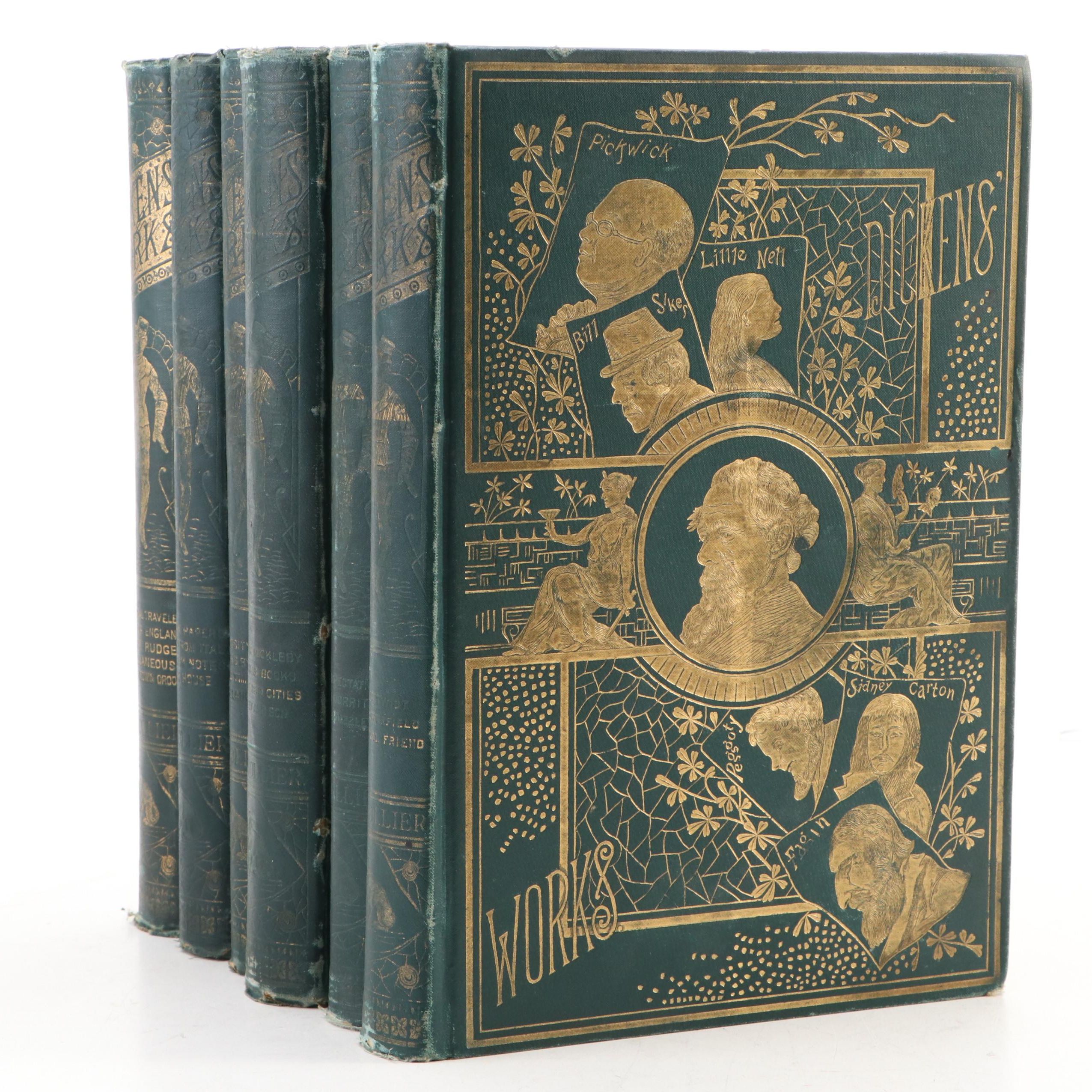 Illustrated "The Works of Charles Dickens" Six-Volume Set, Late 19th Century