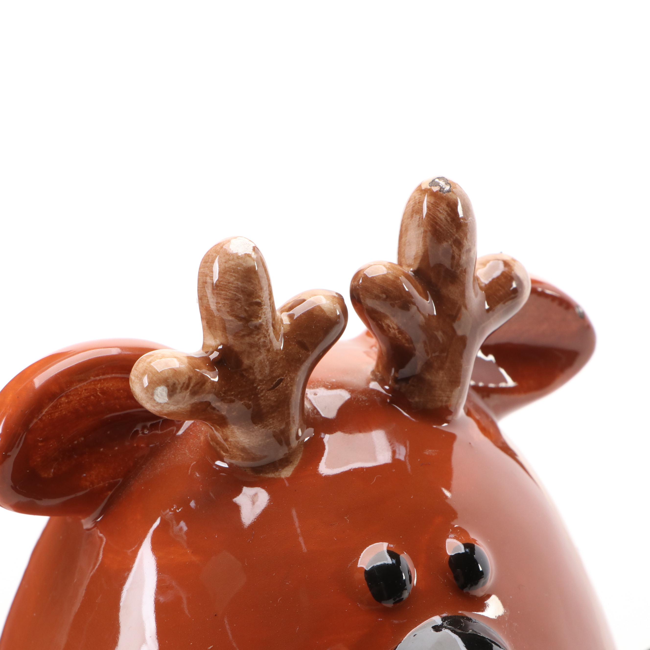 "North Pole Post" Hanging Metal Mailbox and Reindeer Ceramic Canister