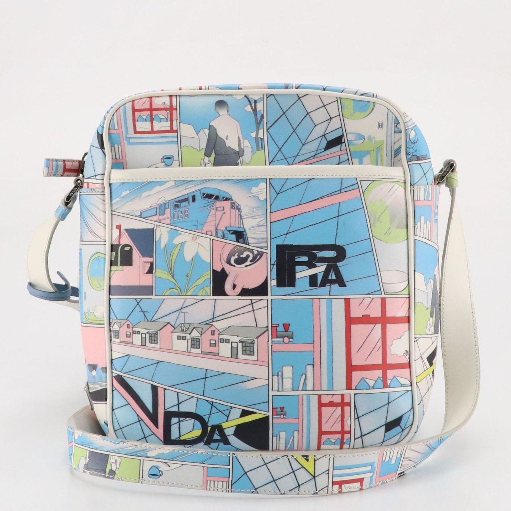 Prada Zip-Around Messenger Bag in Comics Printed Vitello Leather