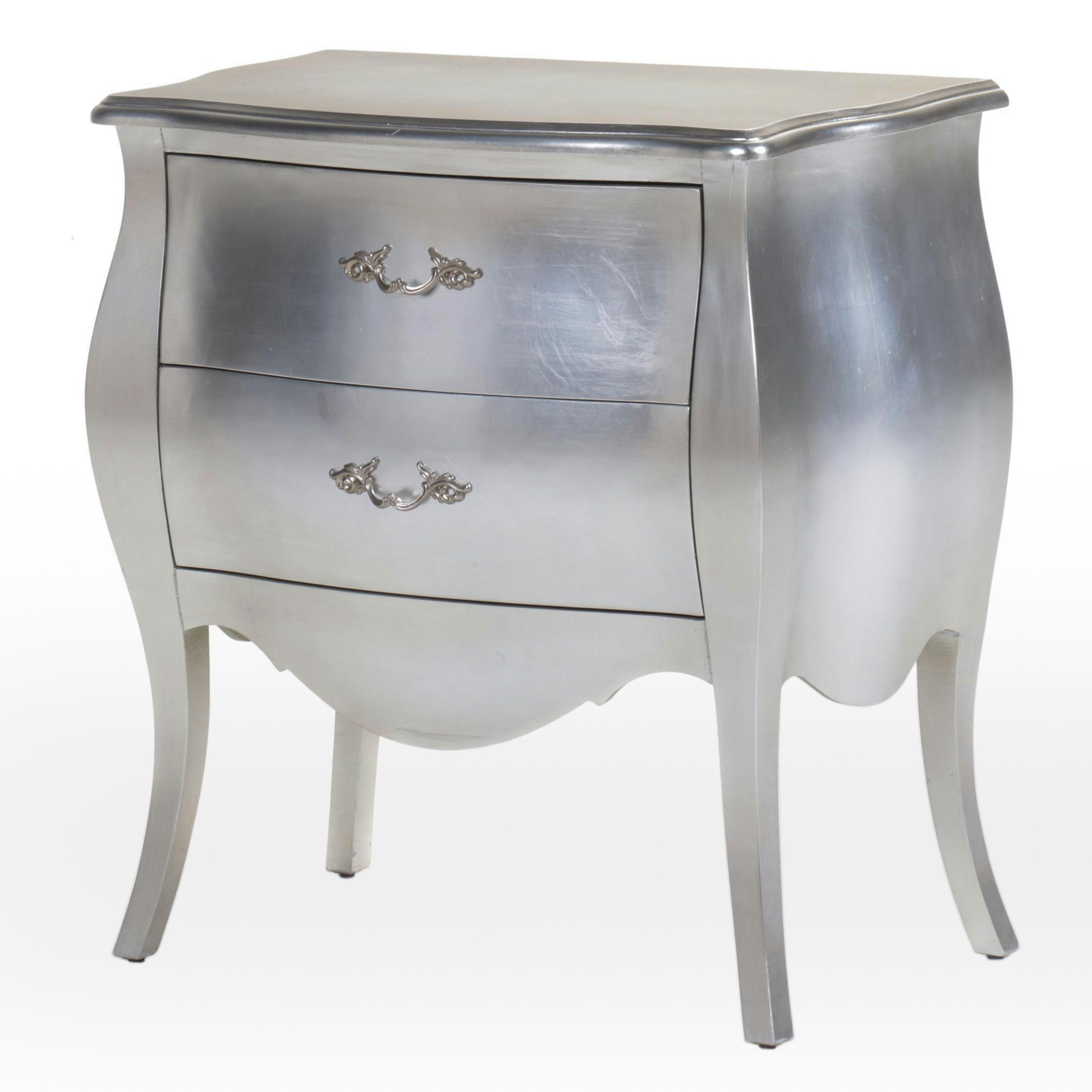 Pier 1 "Camellia" Silvered Two-Drawer Bombé Chest
