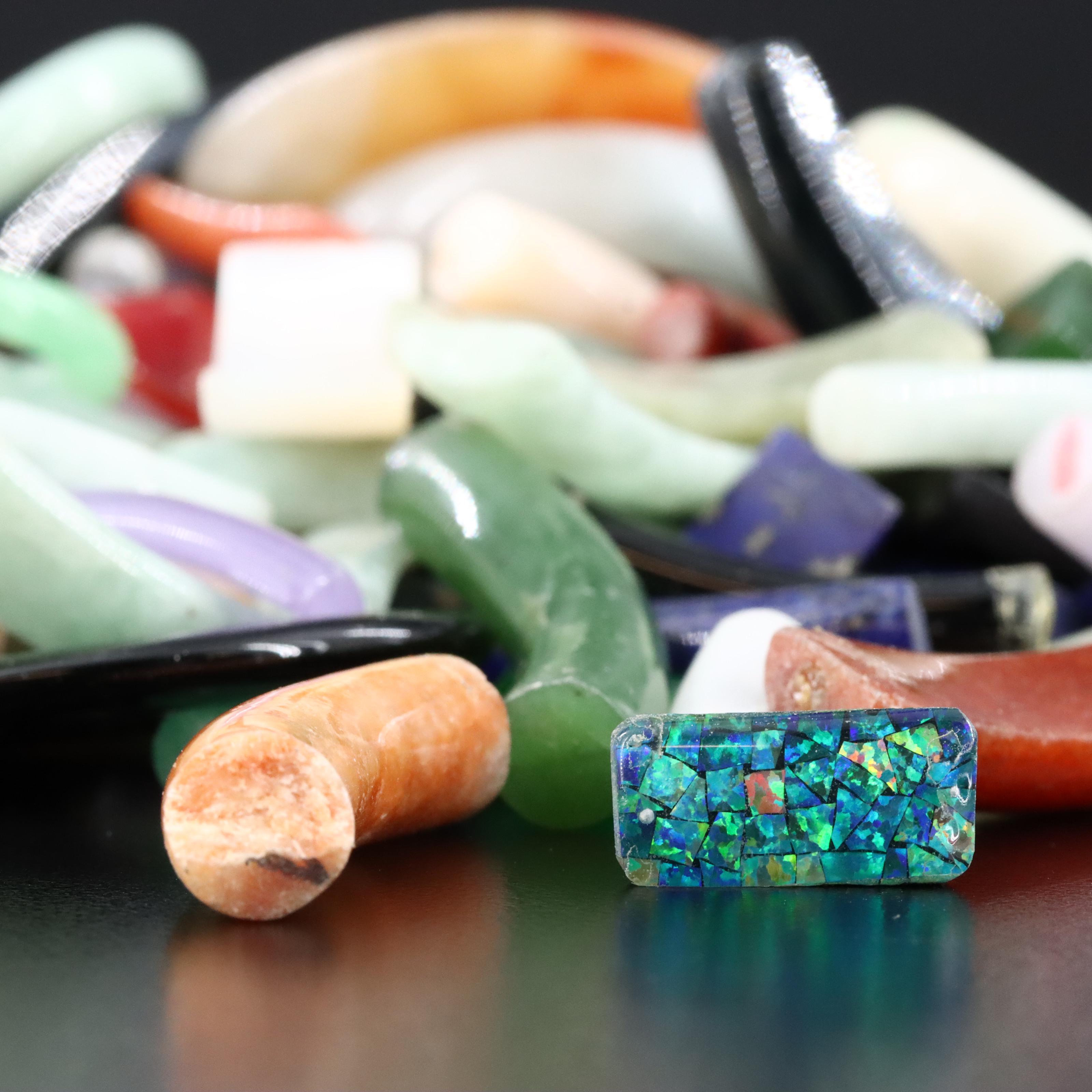 Loose Gemstone Lot Including Coral, Malachite and Lapis Lazuli