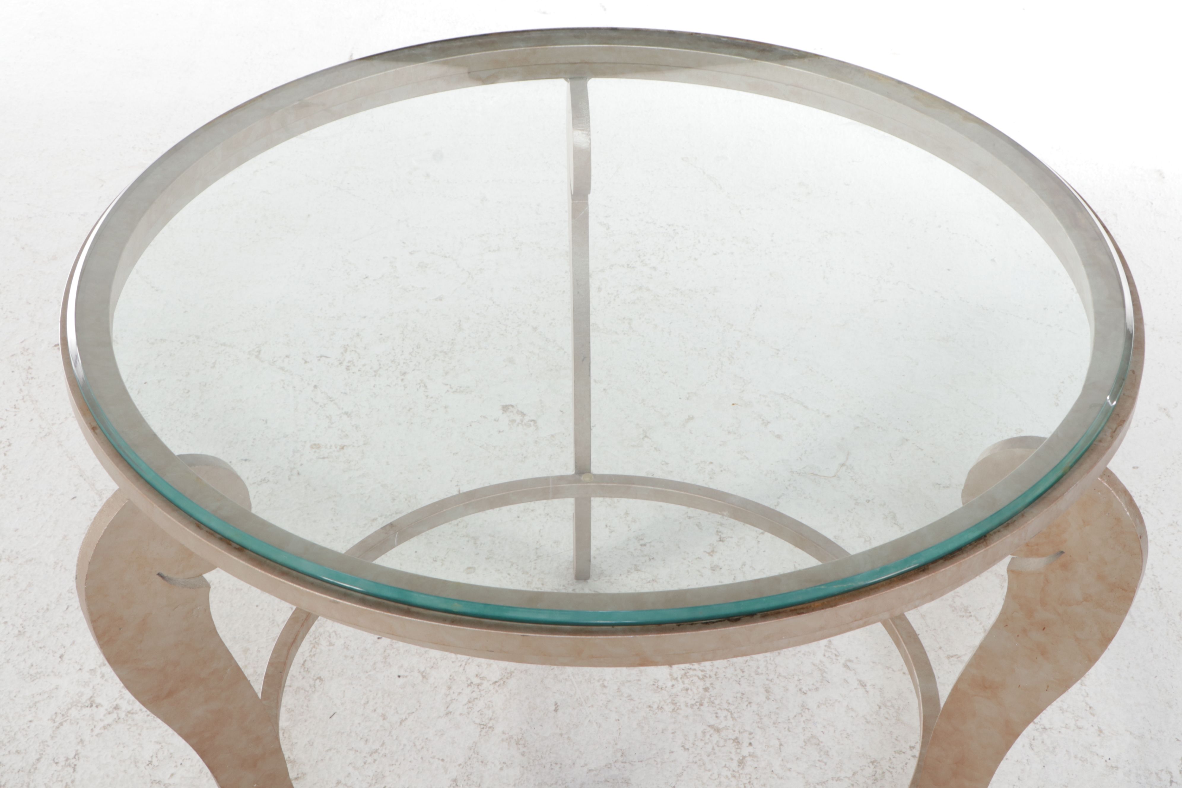 Metal Center Table with Glass Top