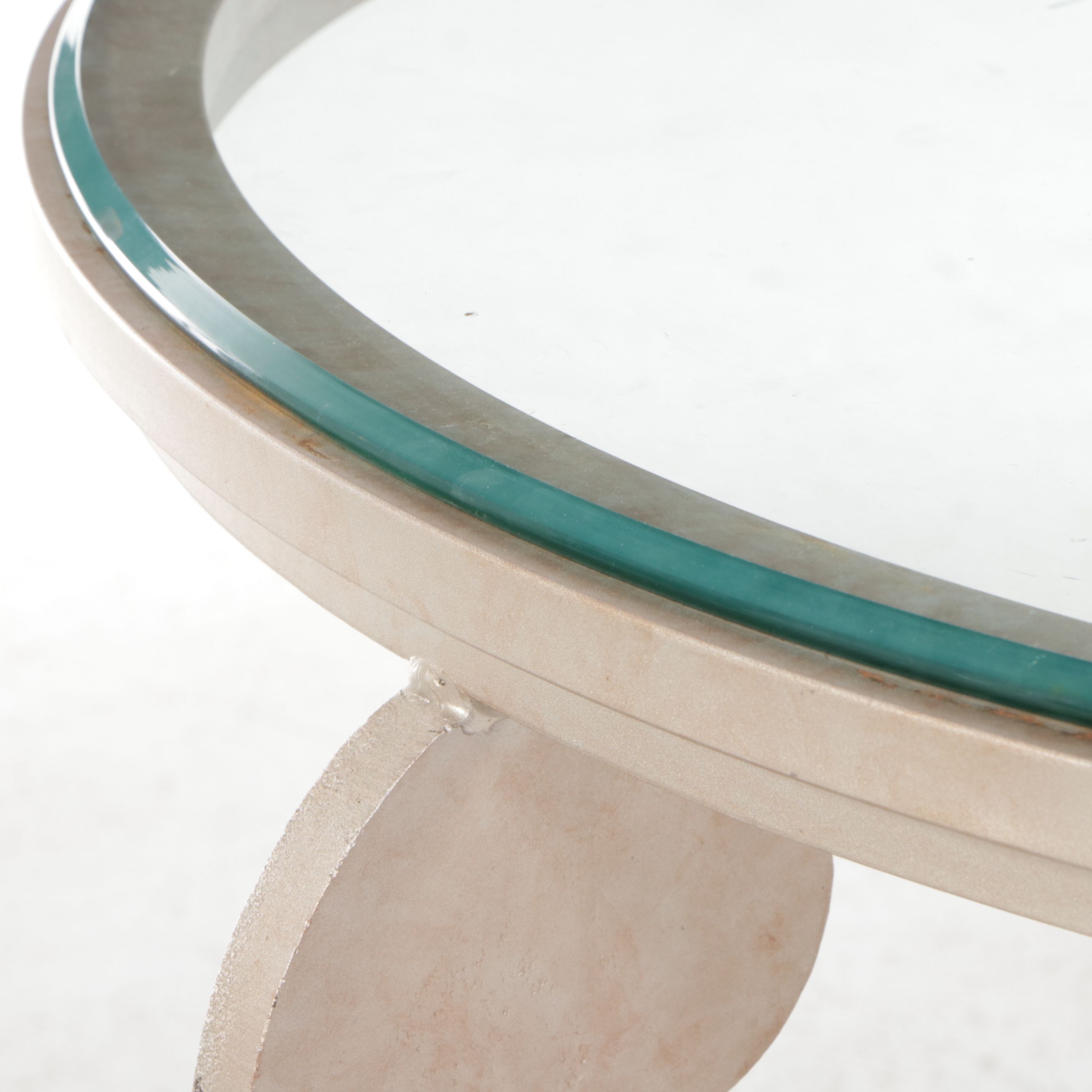 Metal Center Table with Glass Top