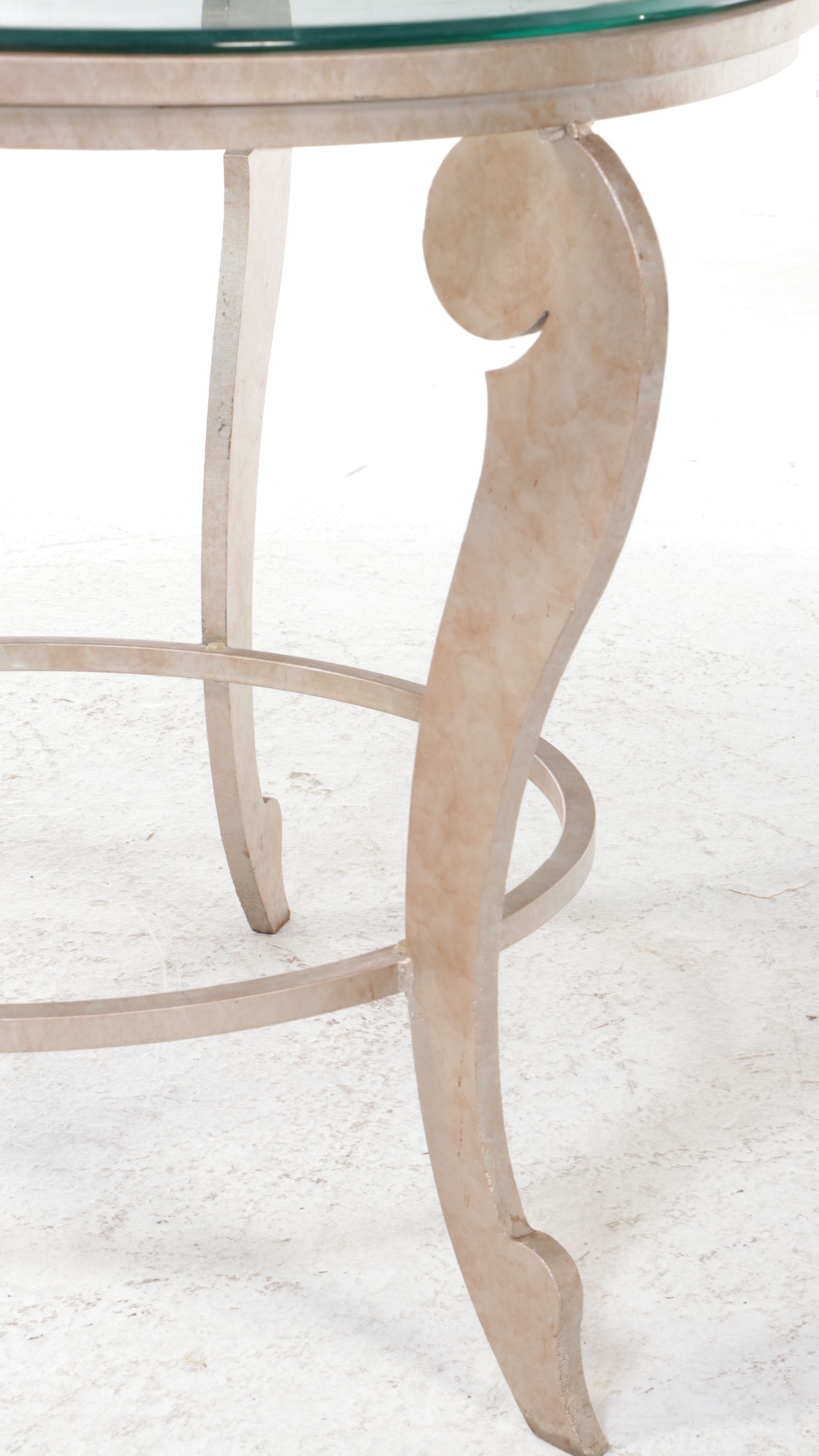 Metal Center Table with Glass Top