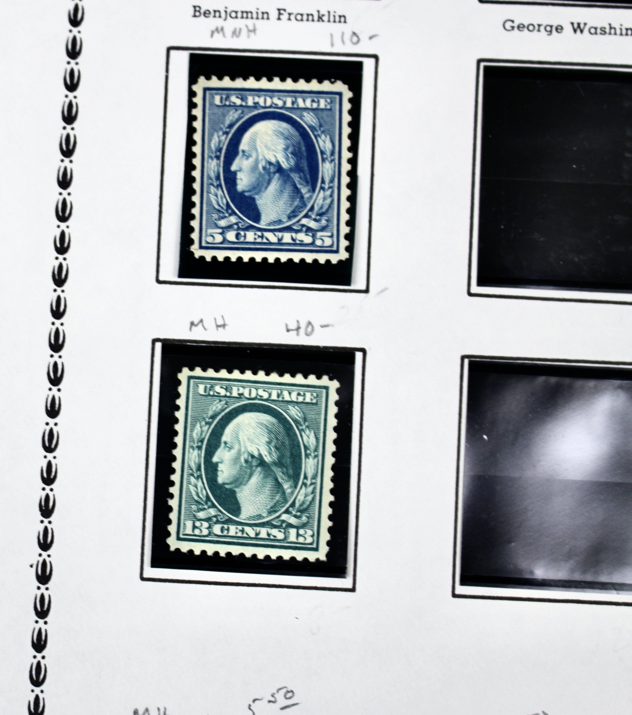 Thirteen Mint and MNH Washington and Franklin Stamp Issues, 1908-09