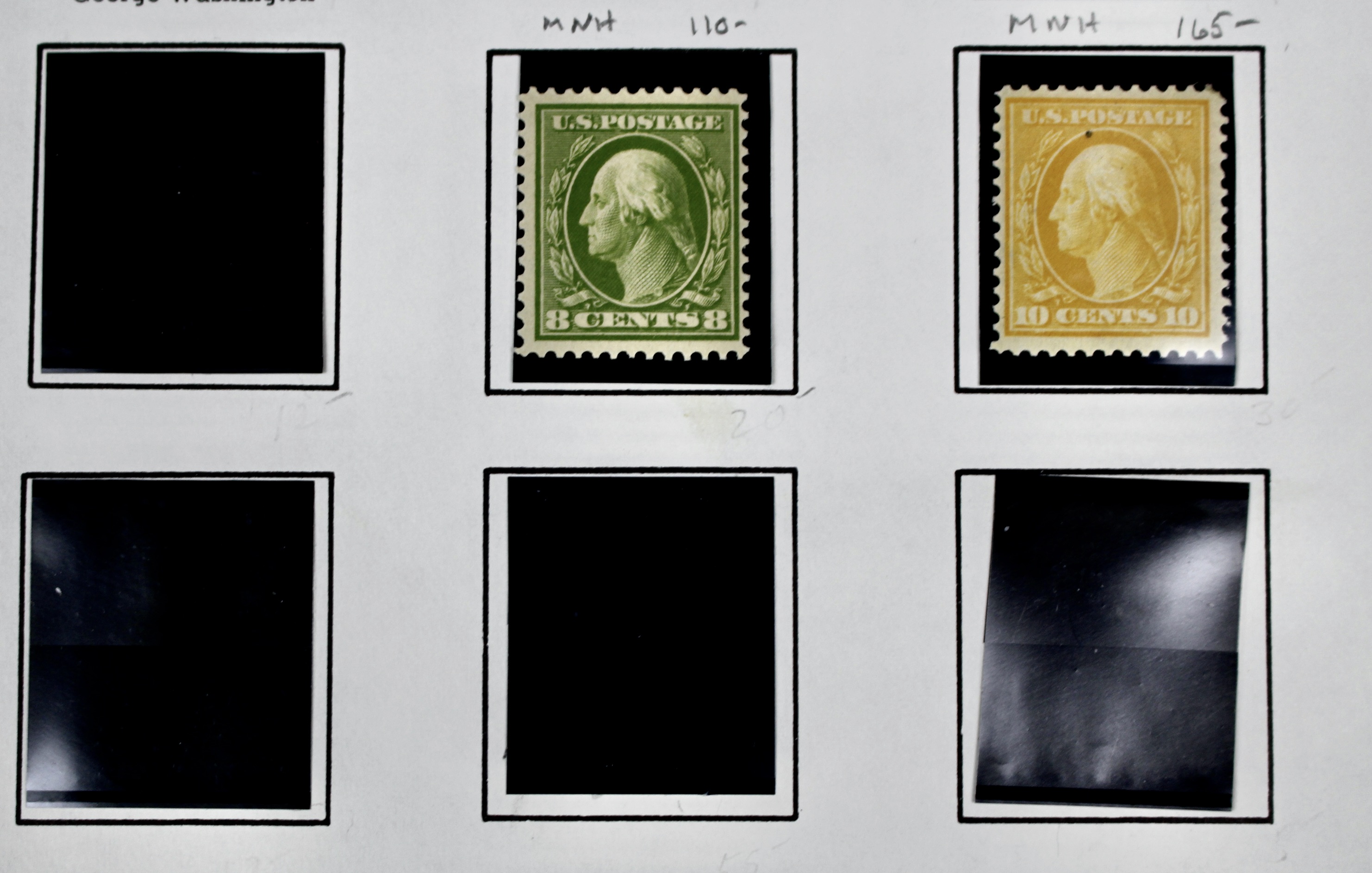 Thirteen Mint and MNH Washington and Franklin Stamp Issues, 1908-09