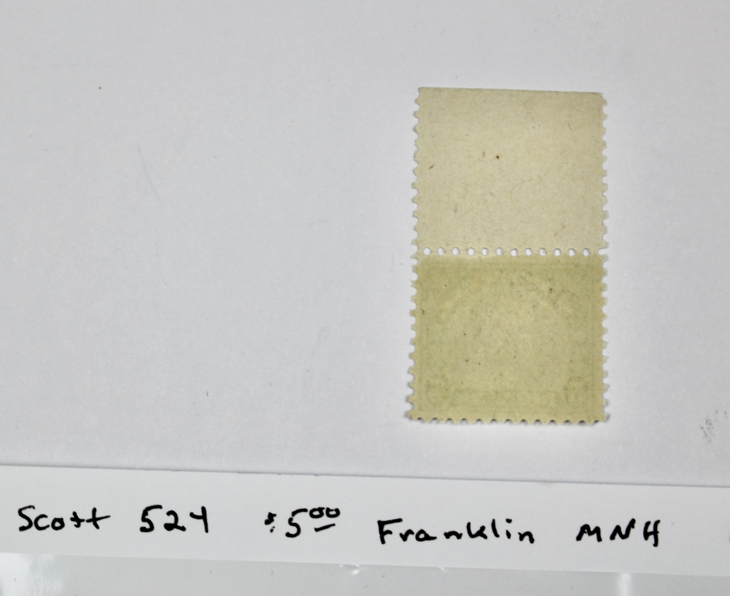 Scott #524 $5 Franklin Postage Stamp from 1918, MNH