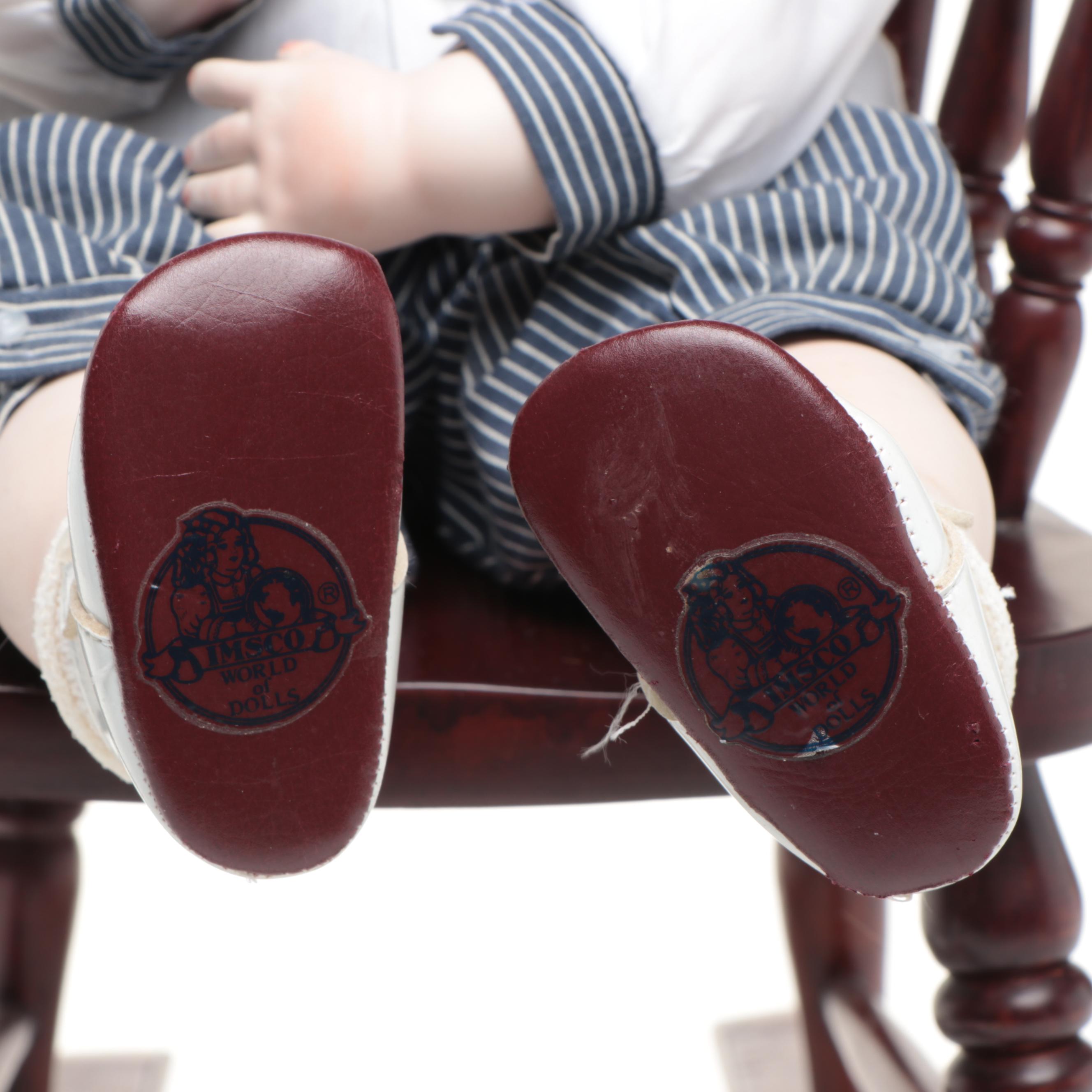 Imsco World of Dolls Sailor Boy Porcelain Doll with Wood Rocker