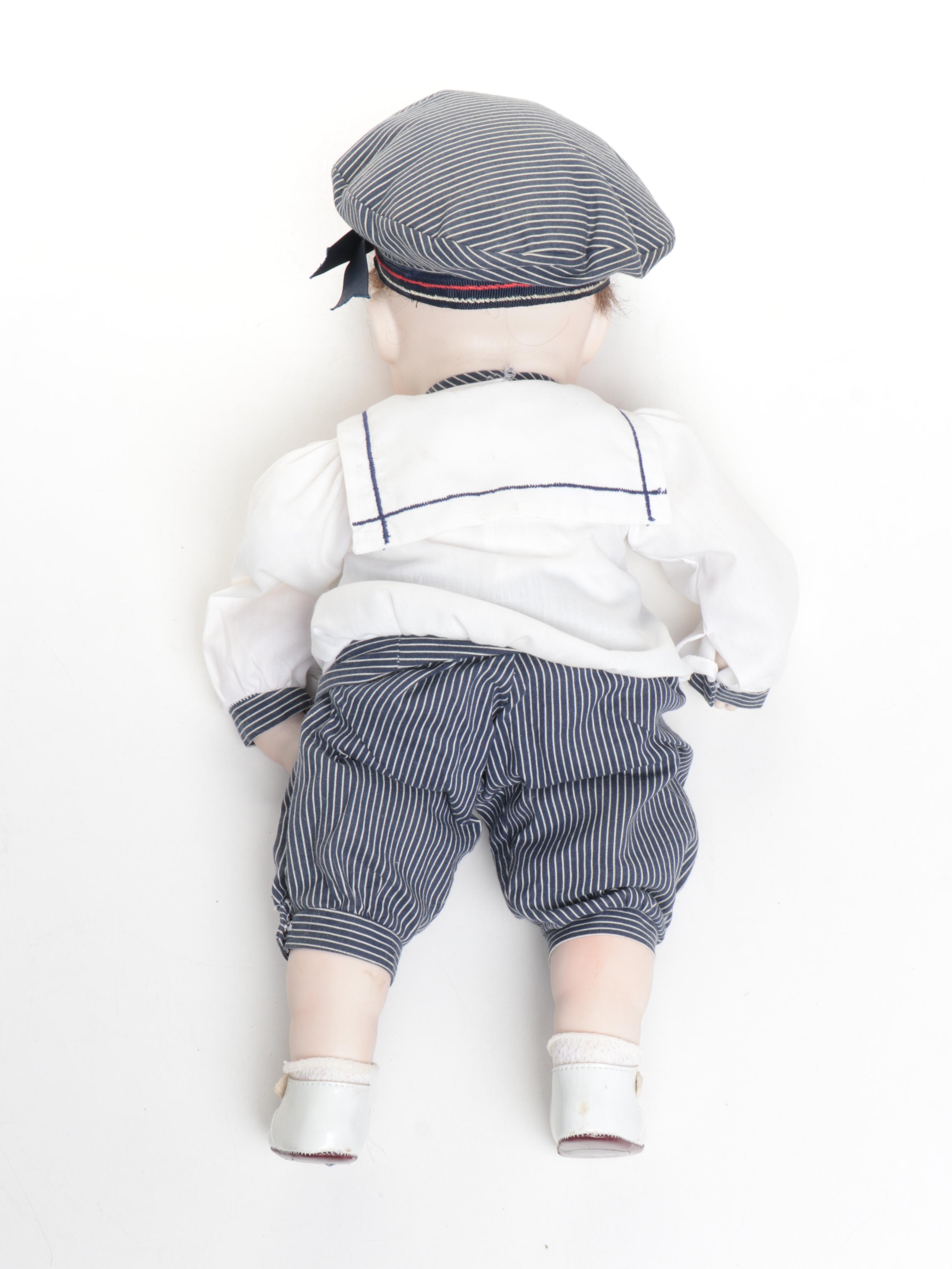 Imsco World of Dolls Sailor Boy Porcelain Doll with Wood Rocker