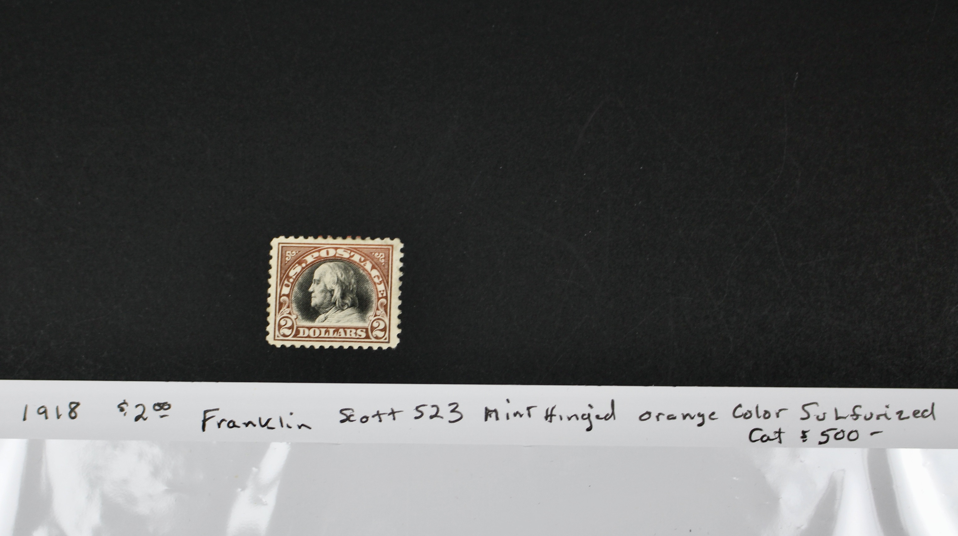 1918 $2 Franklin Postage Stamp, Scott #523, MH