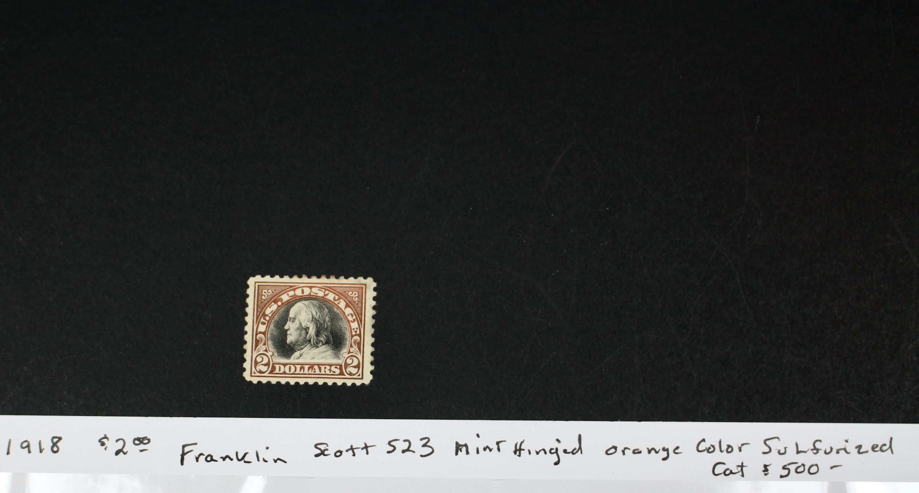 1918 $2 Franklin Postage Stamp, Scott #523, MH