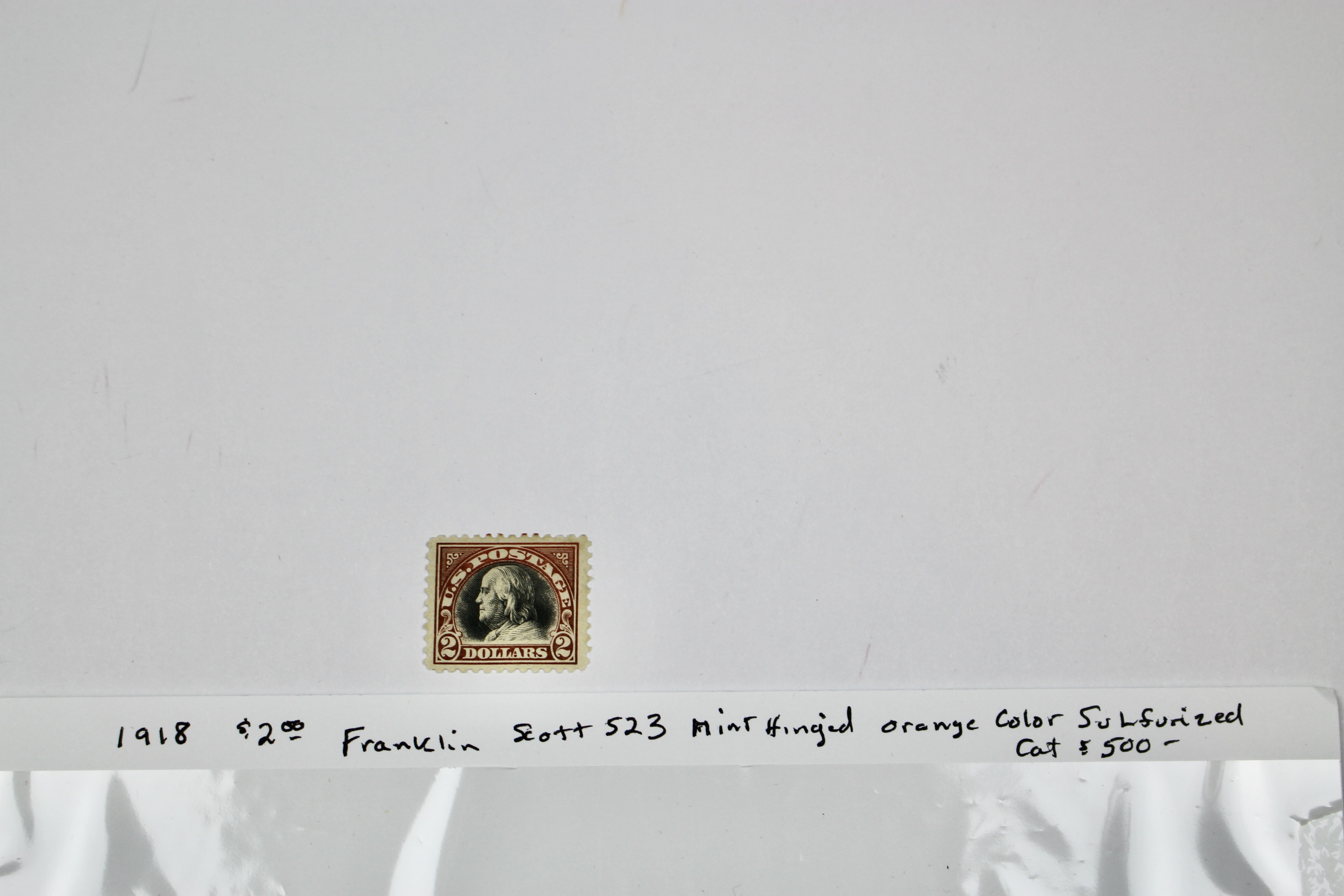 1918 $2 Franklin Postage Stamp, Scott #523, MH