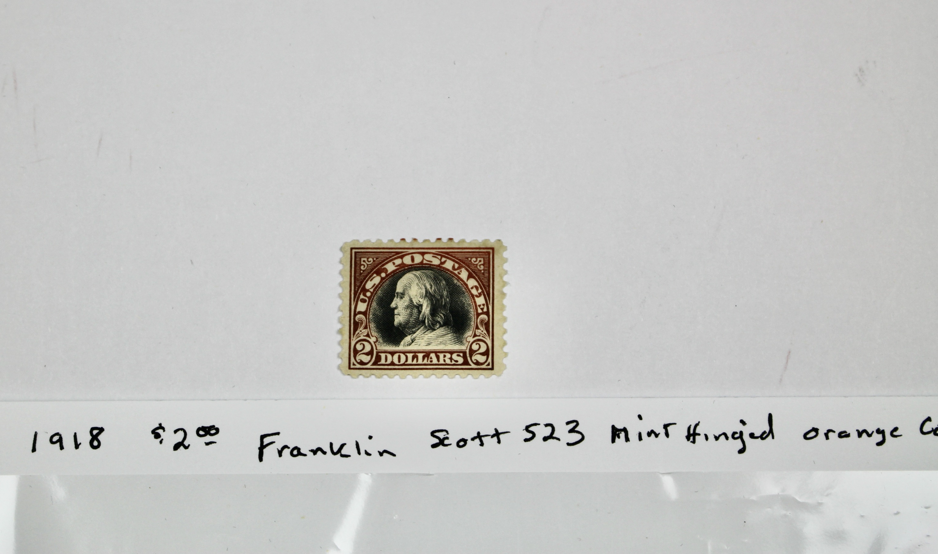 1918 $2 Franklin Postage Stamp, Scott #523, MH