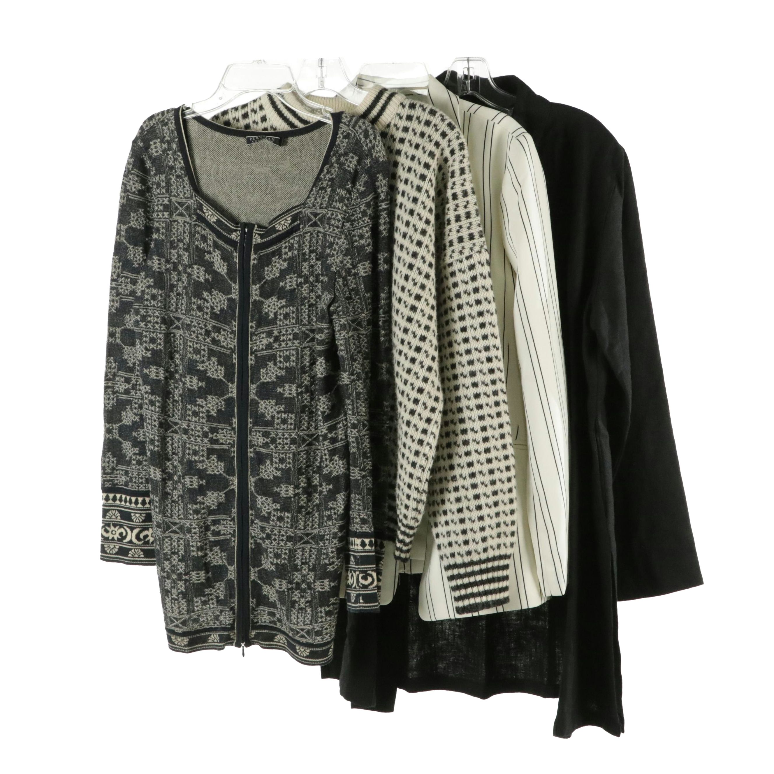 Talbots Striped Single-Button Blazer, Peruvian Connection Zip Sweater, and More