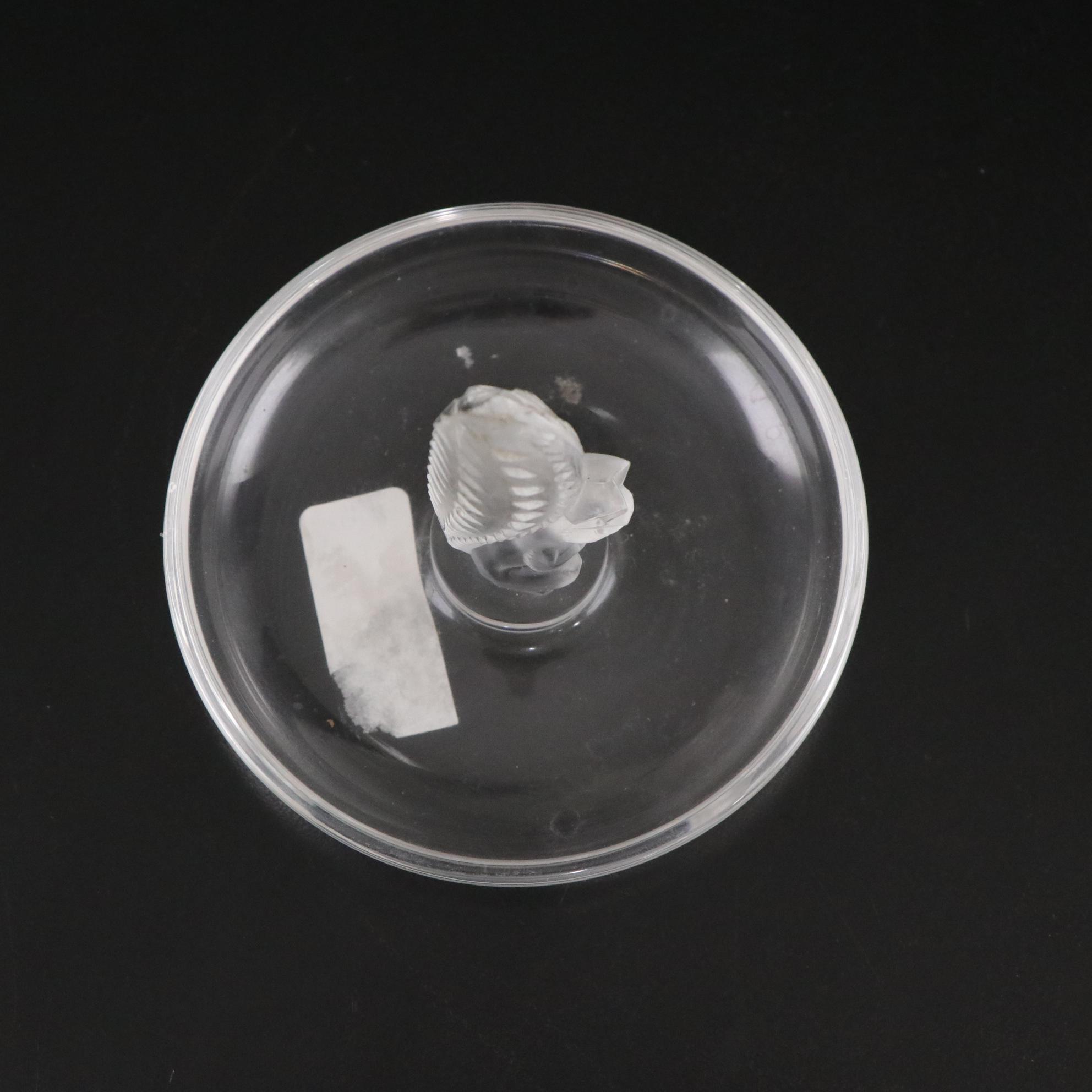 Orrefors Crystal Vase with Cut Harvest Scene and Lalique Ring Dish