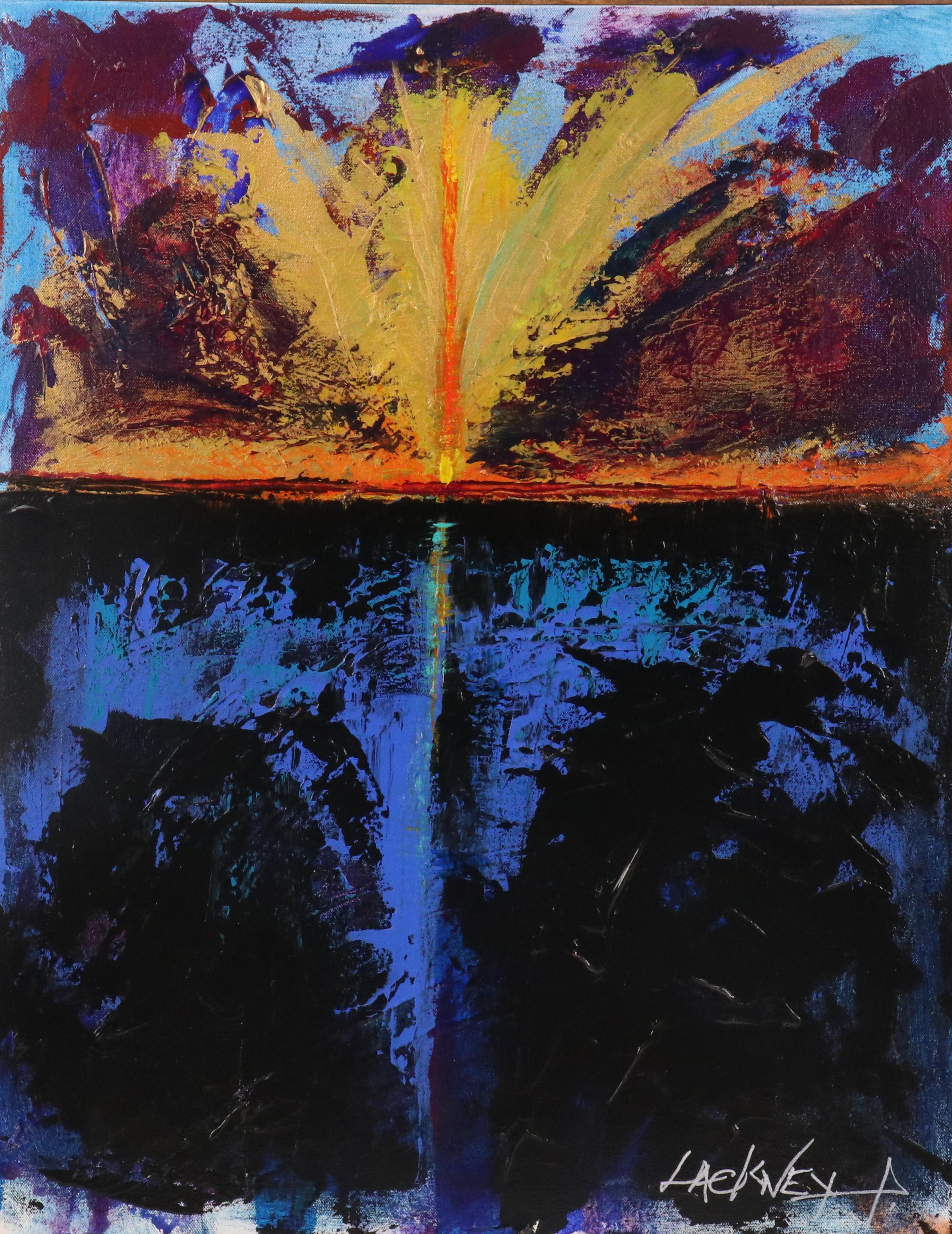 Robert Lackney Abstract Acrylic Painting "The 7th Trumpet," 21st Century