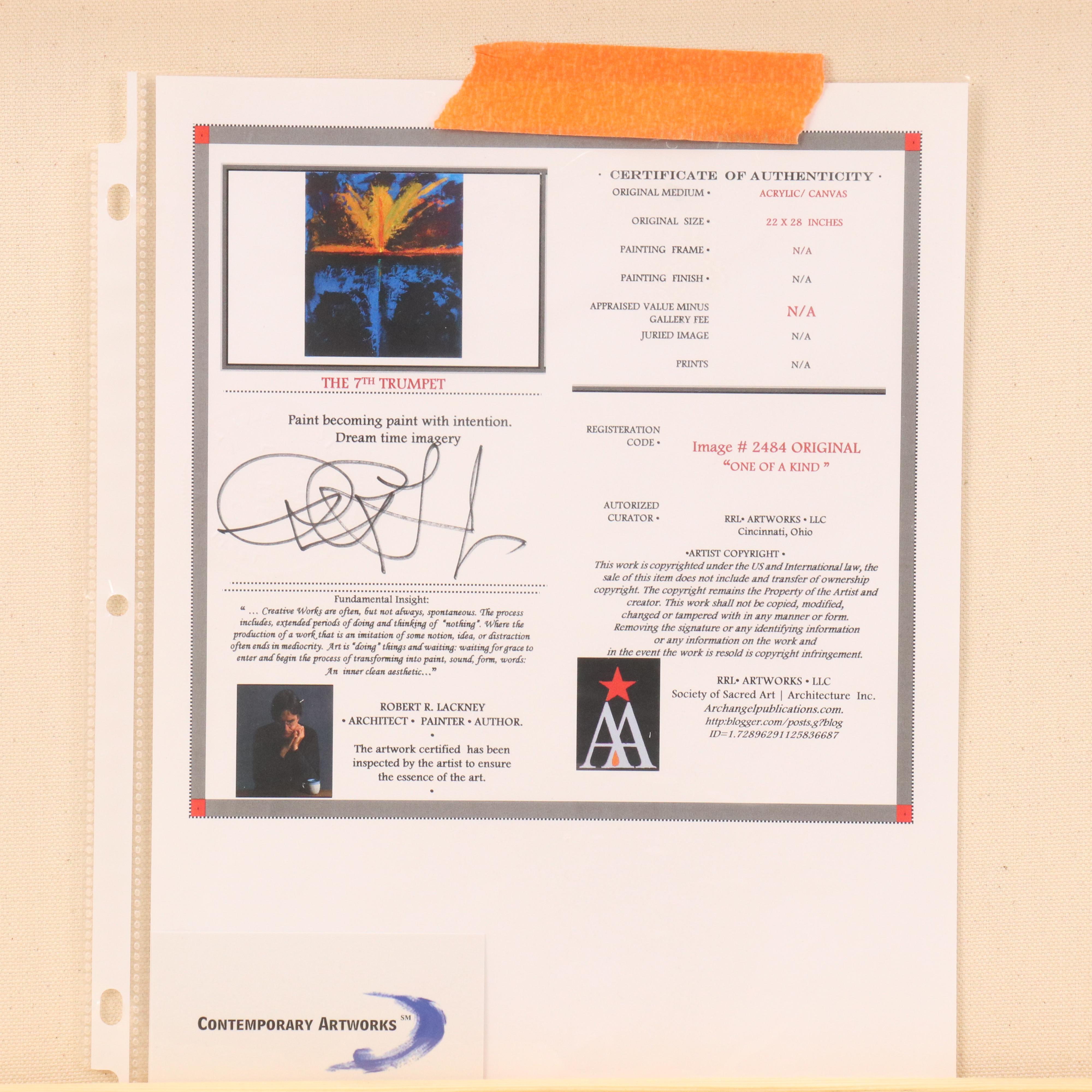 Robert Lackney Abstract Acrylic Painting "The 7th Trumpet," 21st Century