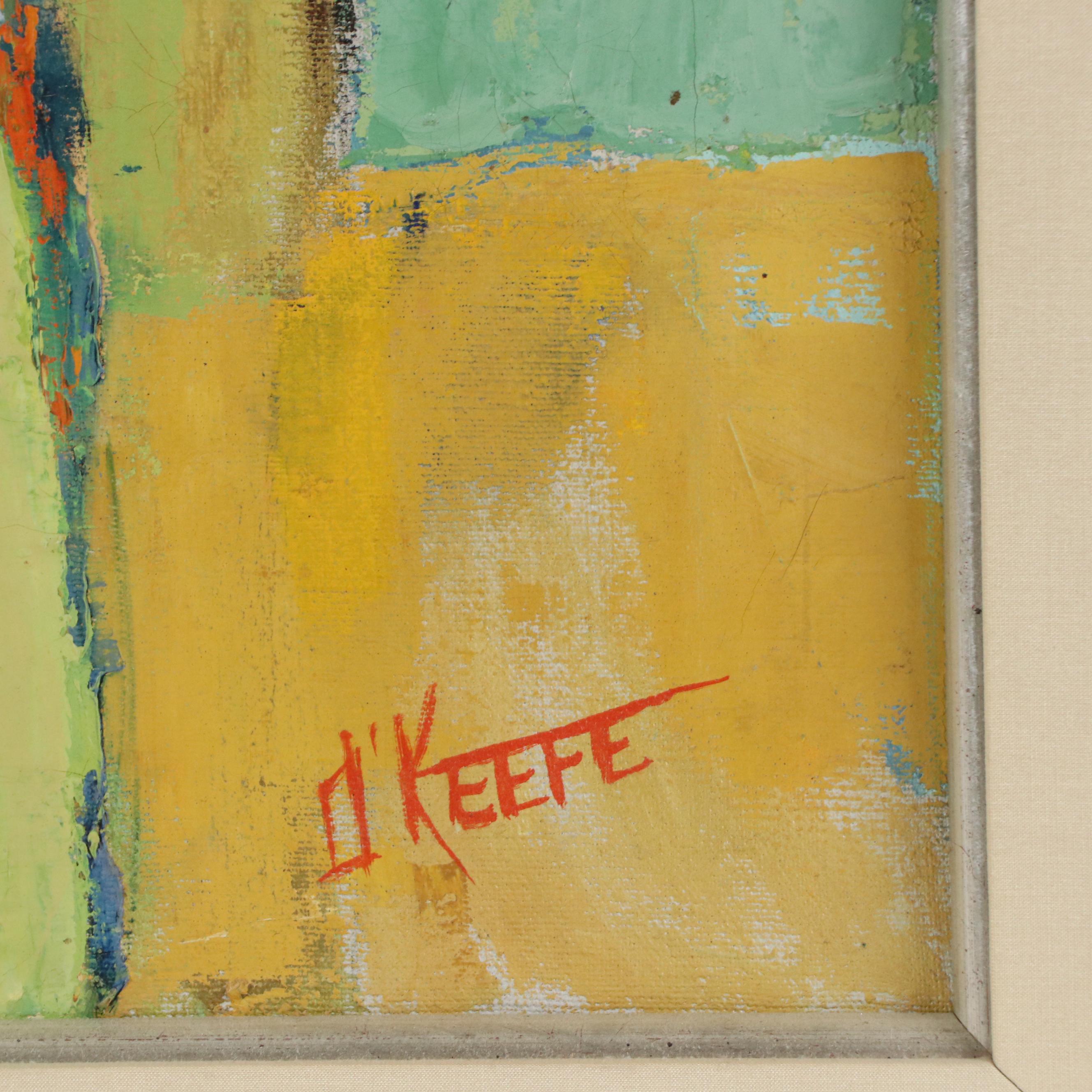 Expressionist Style Oil Painting with Posed Figure, Mid–Late 20th Century