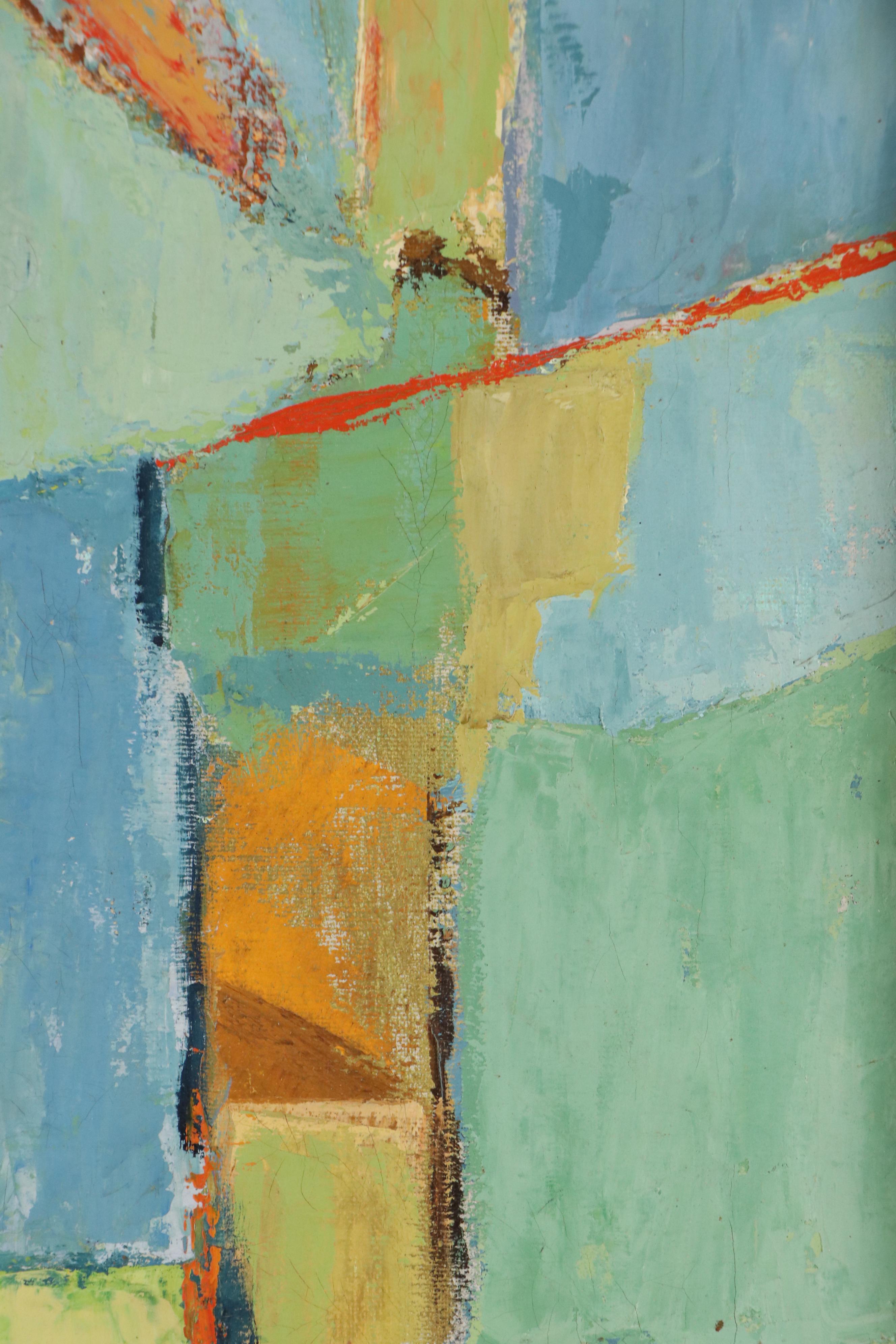 Expressionist Style Oil Painting with Posed Figure, Mid–Late 20th Century