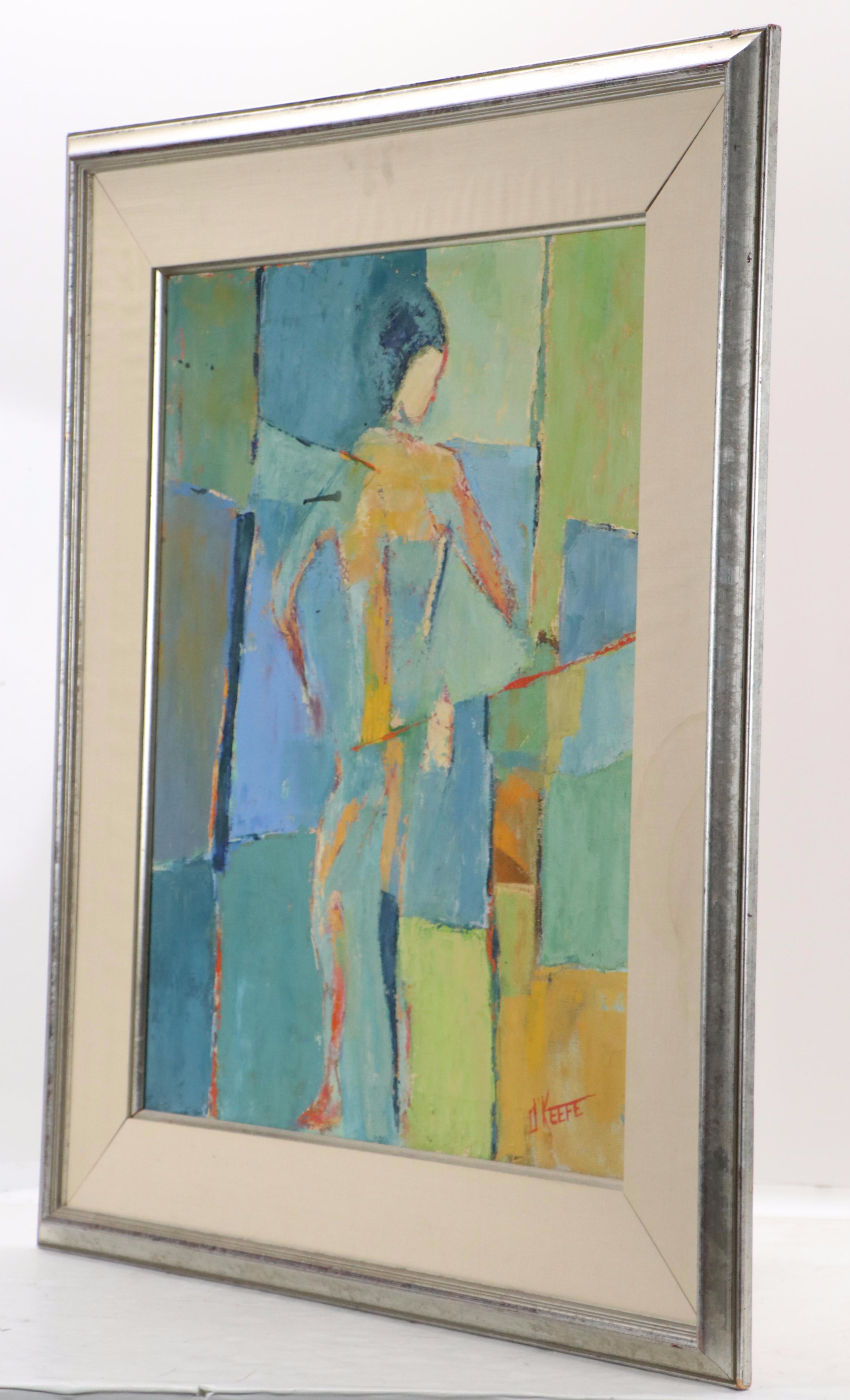 Expressionist Style Oil Painting with Posed Figure, Mid–Late 20th Century