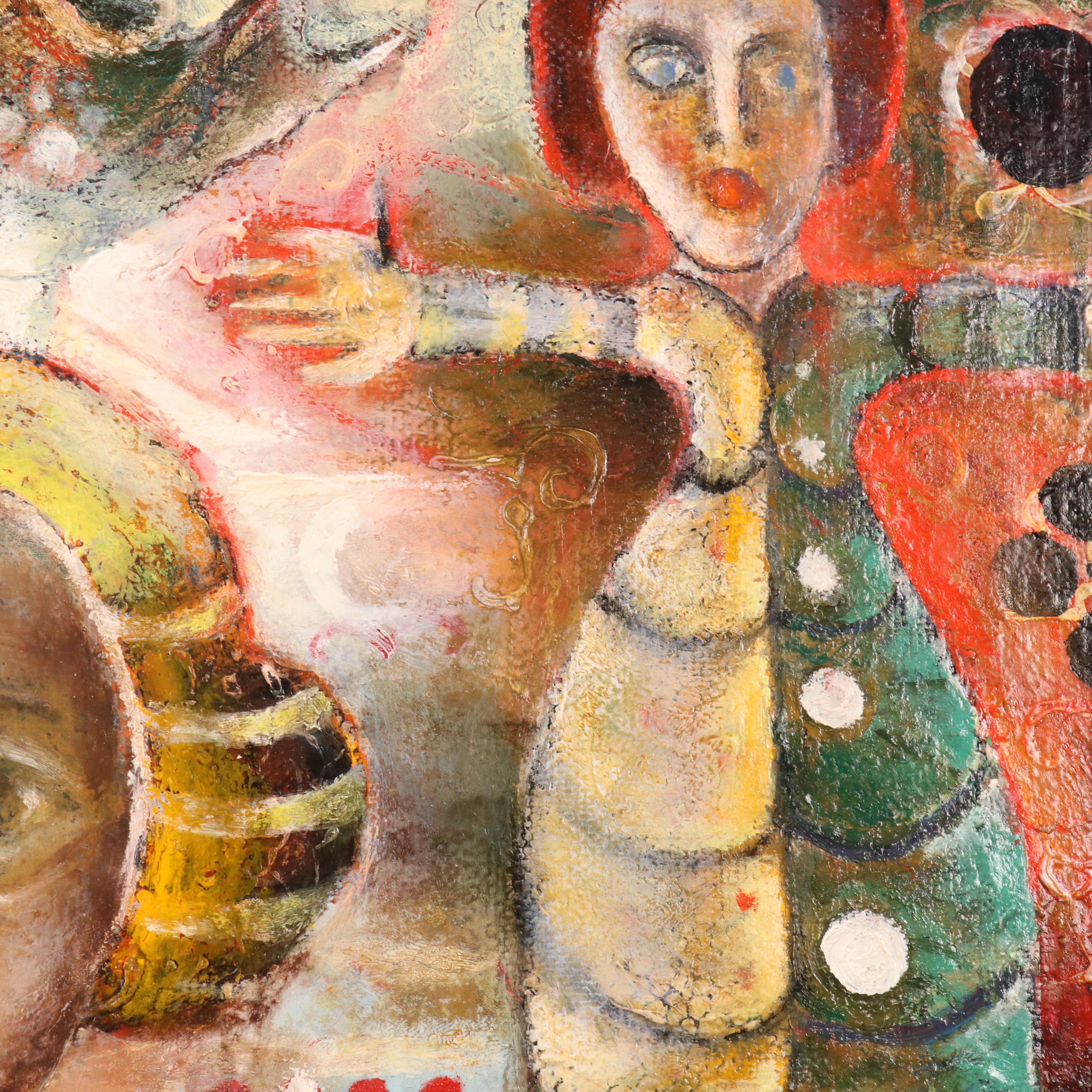 Nikolay "Kuk" Manuylov Figural Surrealist Mixed Media Painting, 2012