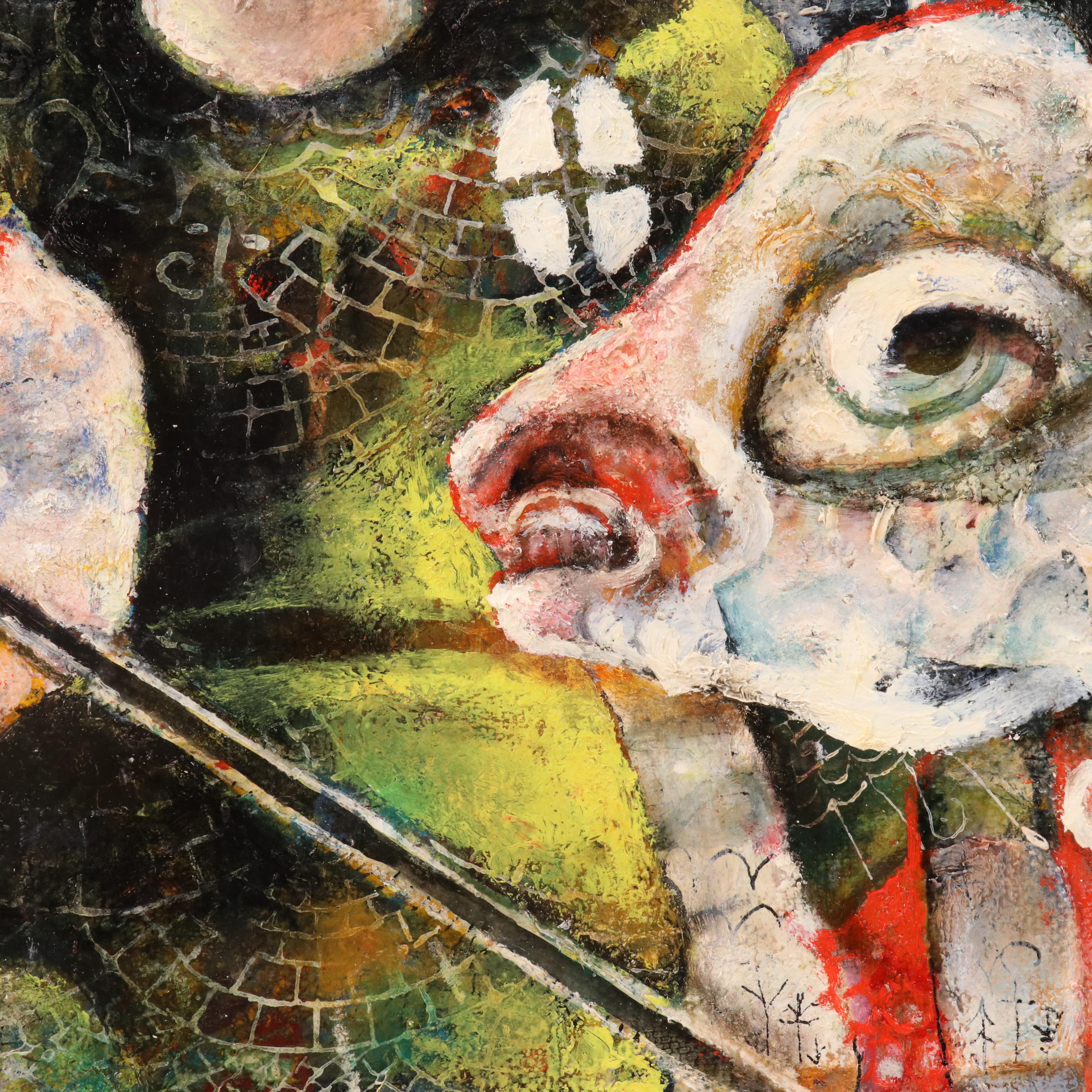 Nikolay "Kuk" Manuylov Figural Surrealist Mixed Media Painting, 2012