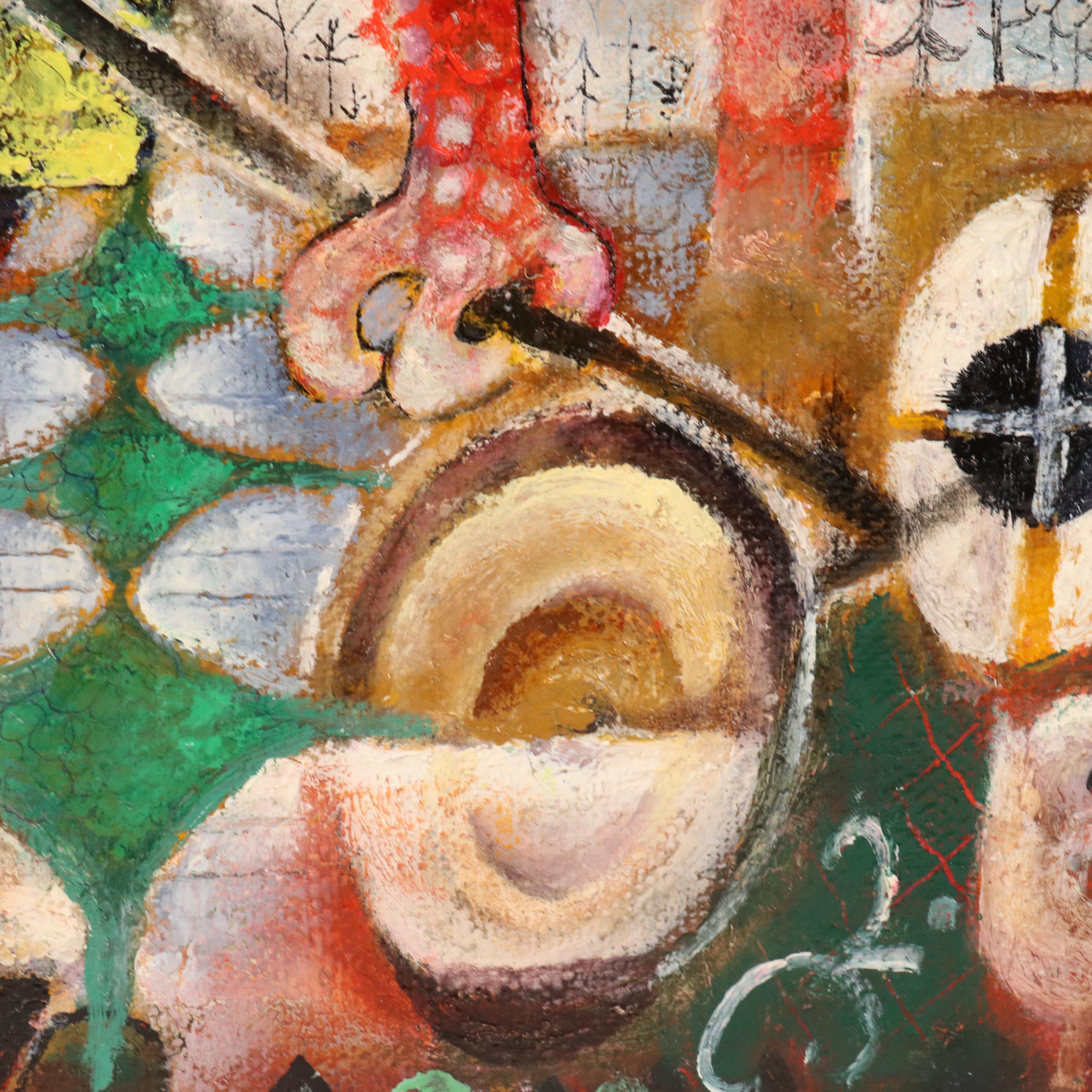 Nikolay "Kuk" Manuylov Figural Surrealist Mixed Media Painting, 2012