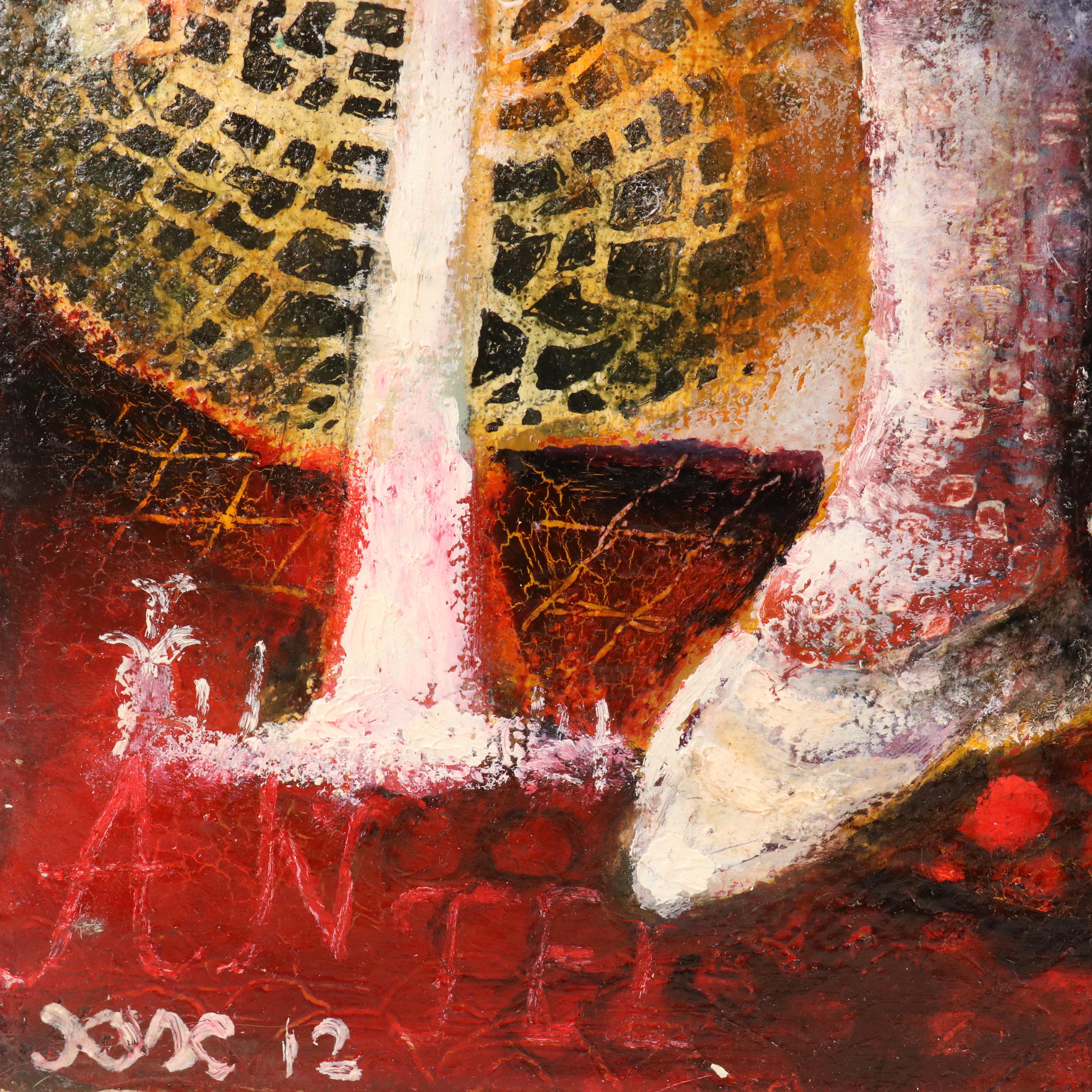 Nikolay "Kuk" Manuylov Figural Surrealist Mixed Media Painting, 2012