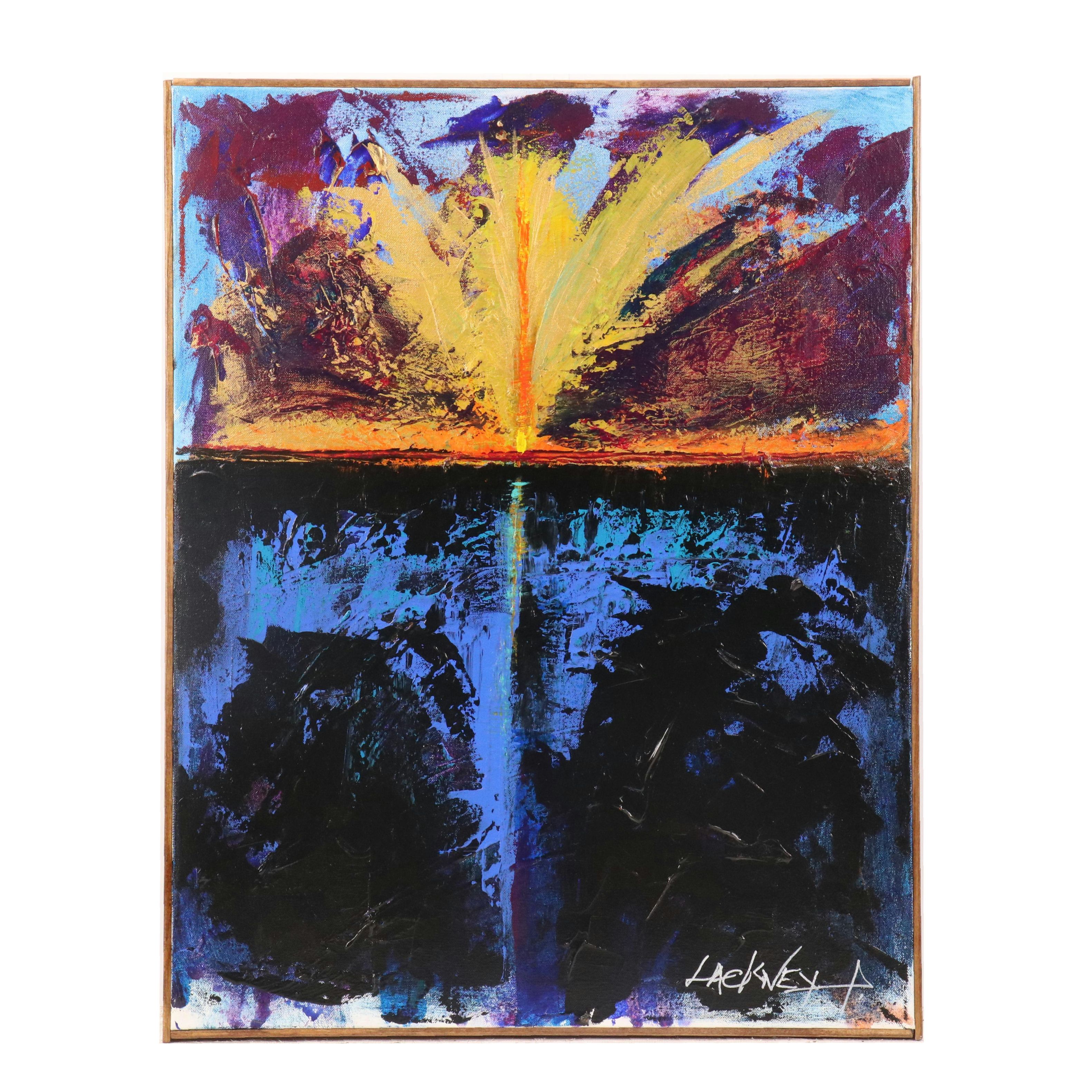 Robert Lackney Abstract Acrylic Painting "The 7th Trumpet," 21st Century