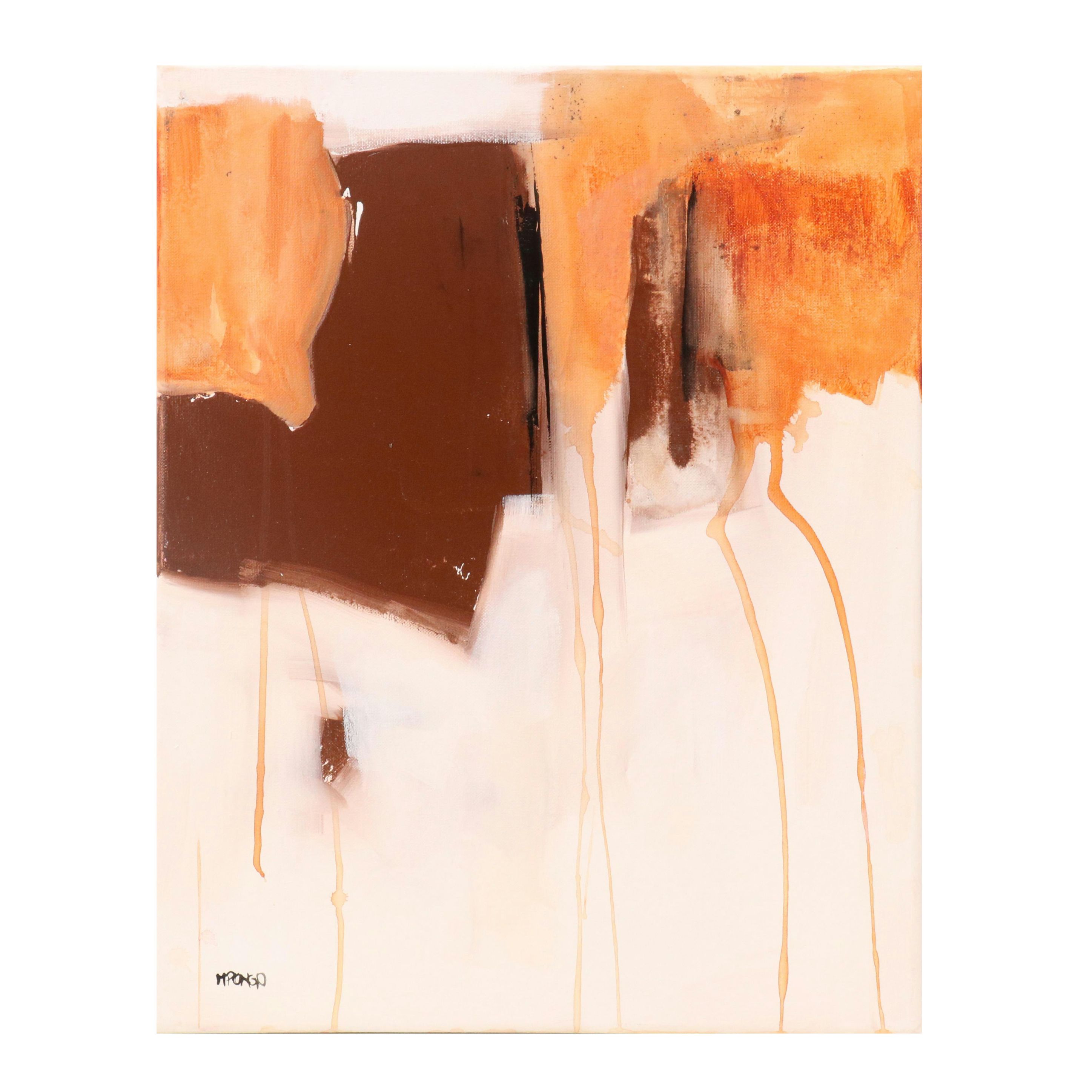 Milagros Pongo Abstract Mixed Media Painting "Minimalism," 21st Century