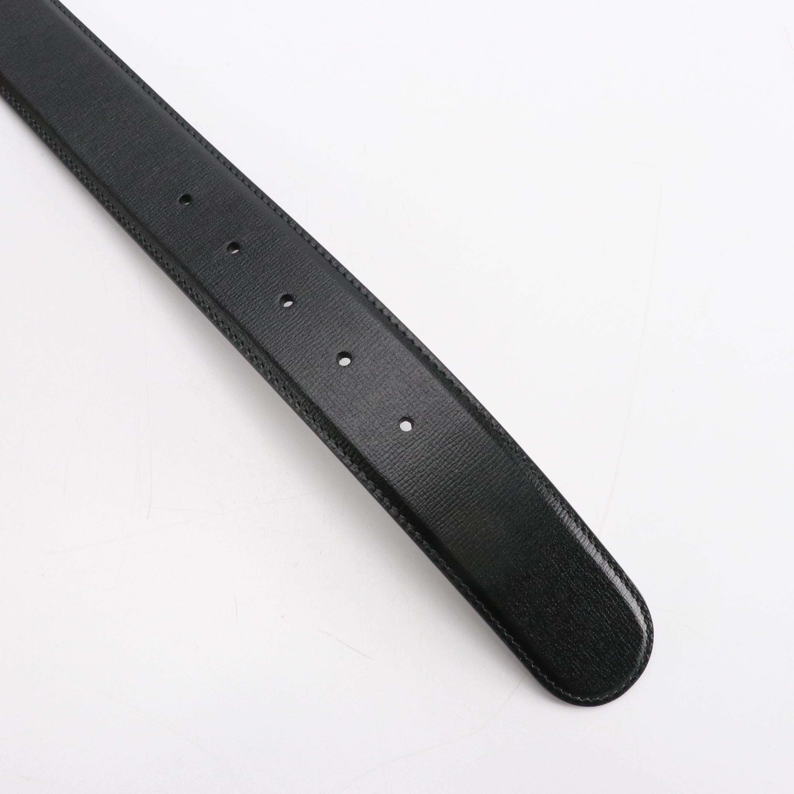 Gucci GG Marmont Wide Belt in Black Textured Leather