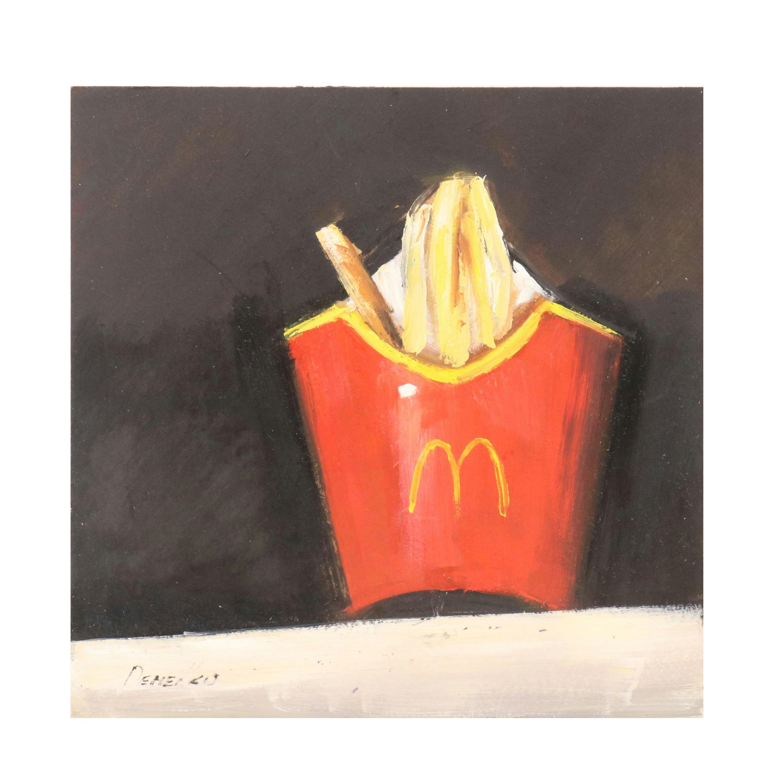 Natalia Demenko Still Life Oil Painting of McDonald's Fries, 21st Century