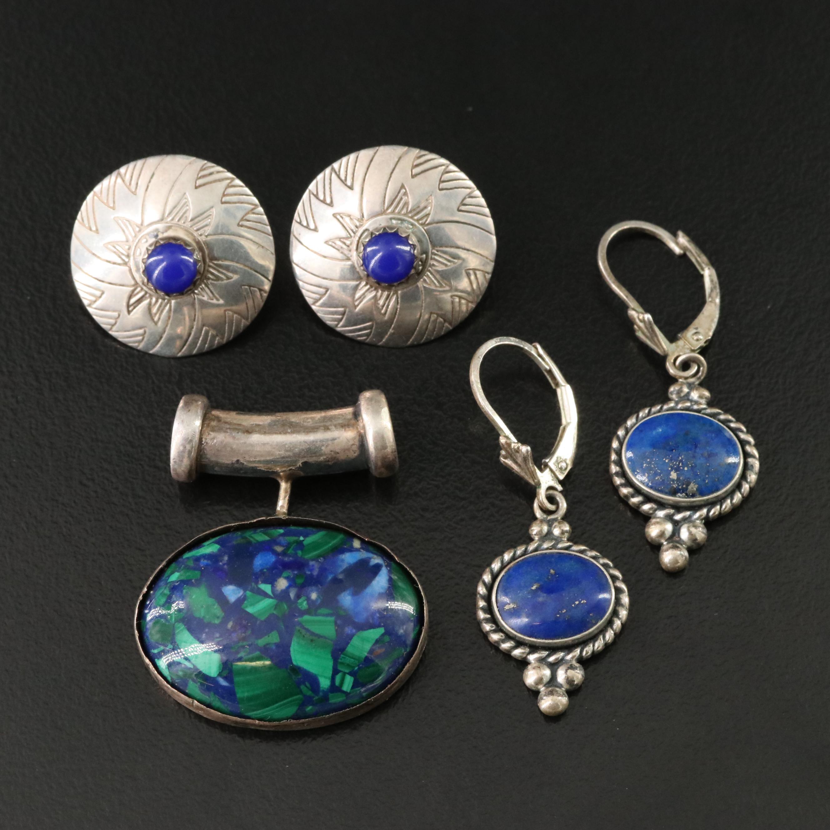 Sterling Jewelry Including Lapis Lazuli and Stone Inlay