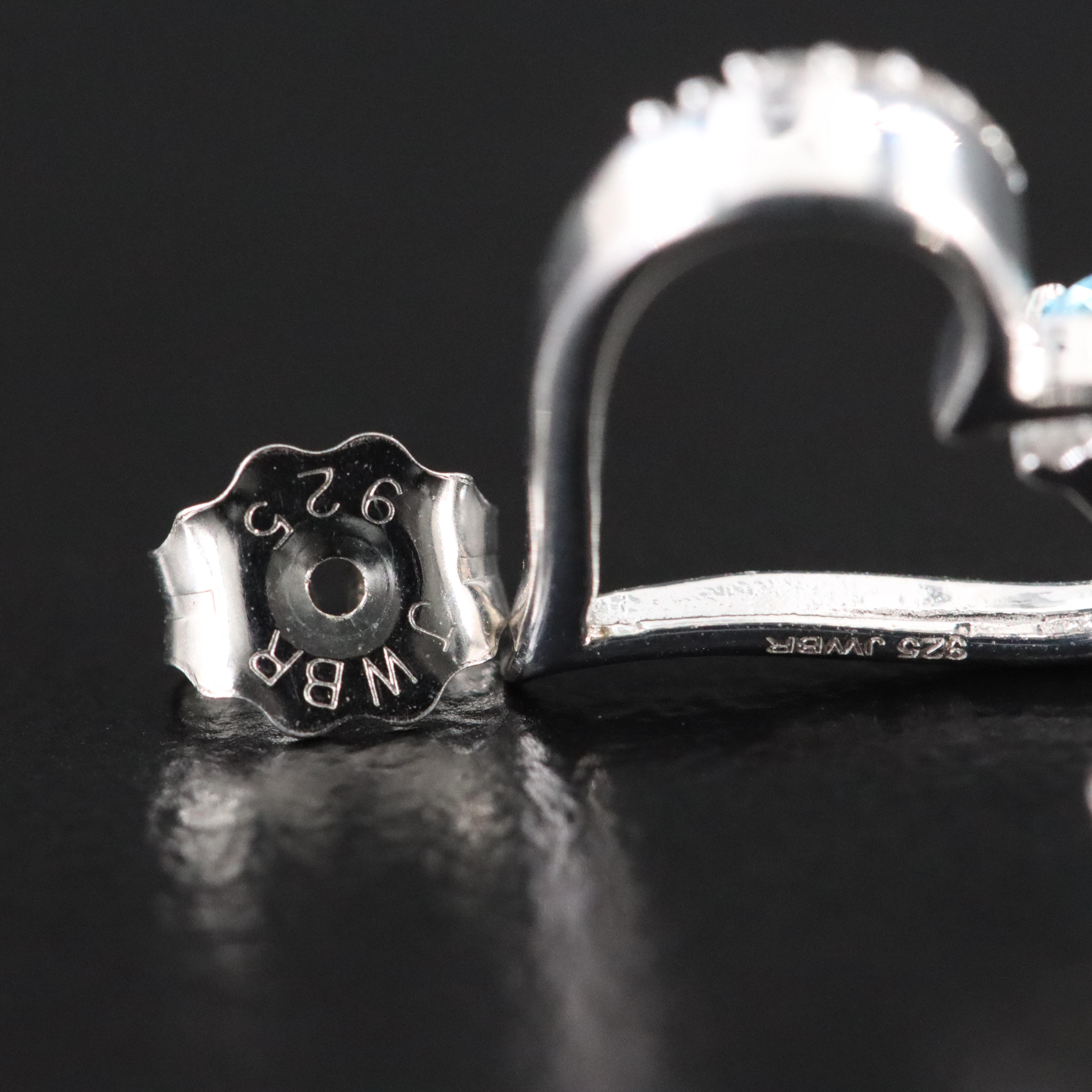 Sterling Blue Topaz and White Sapphire Heart Earrings