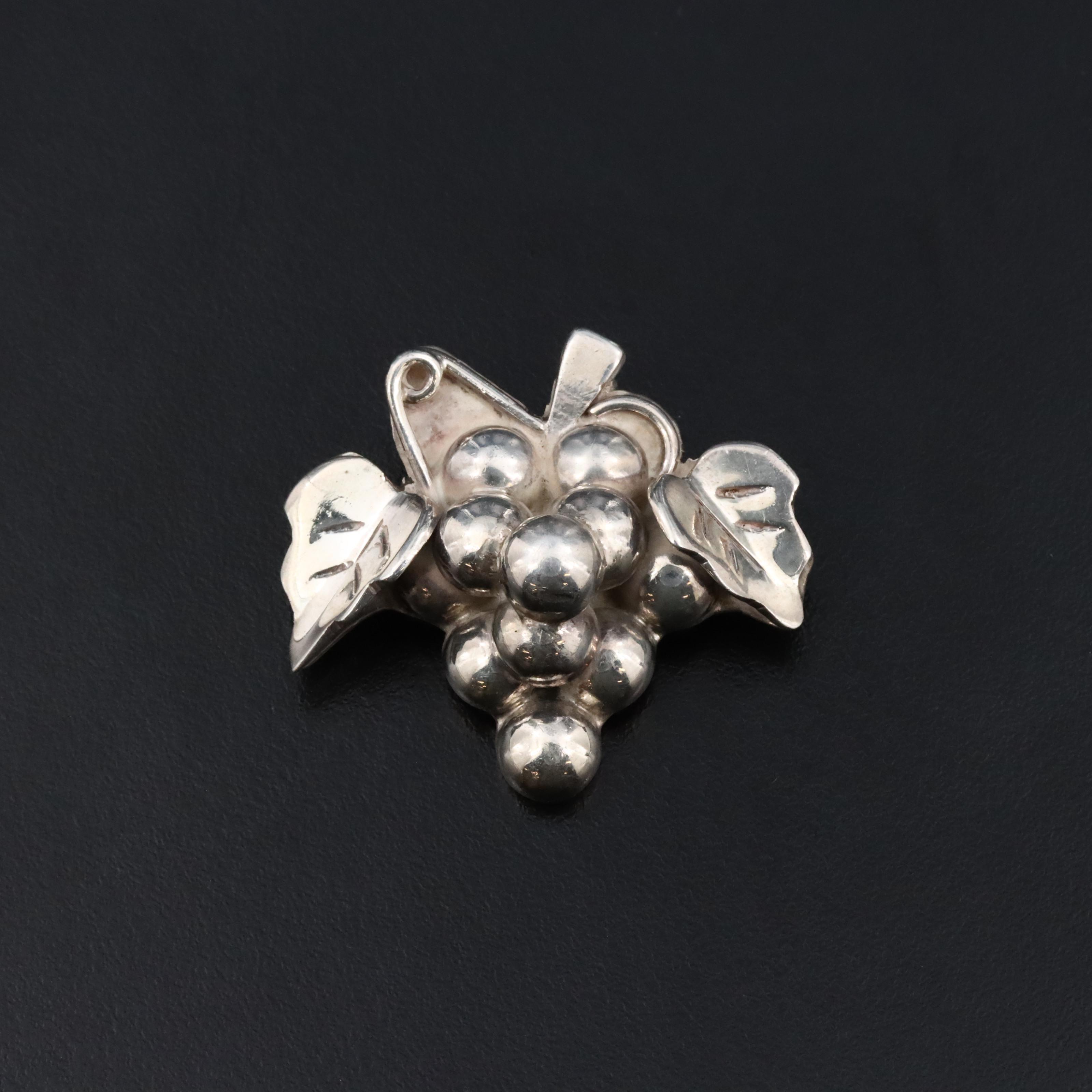 Mexican Sterling Grape Converter Brooch
