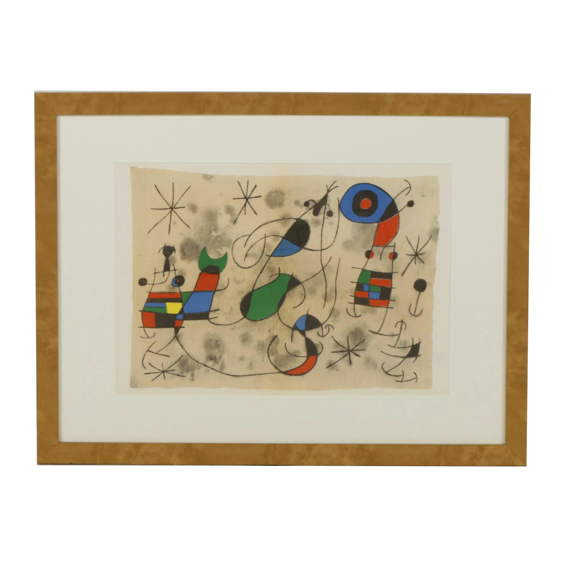 Joan Miró Double-Page Color Lithograph for "Derrière le Miroir," 1967