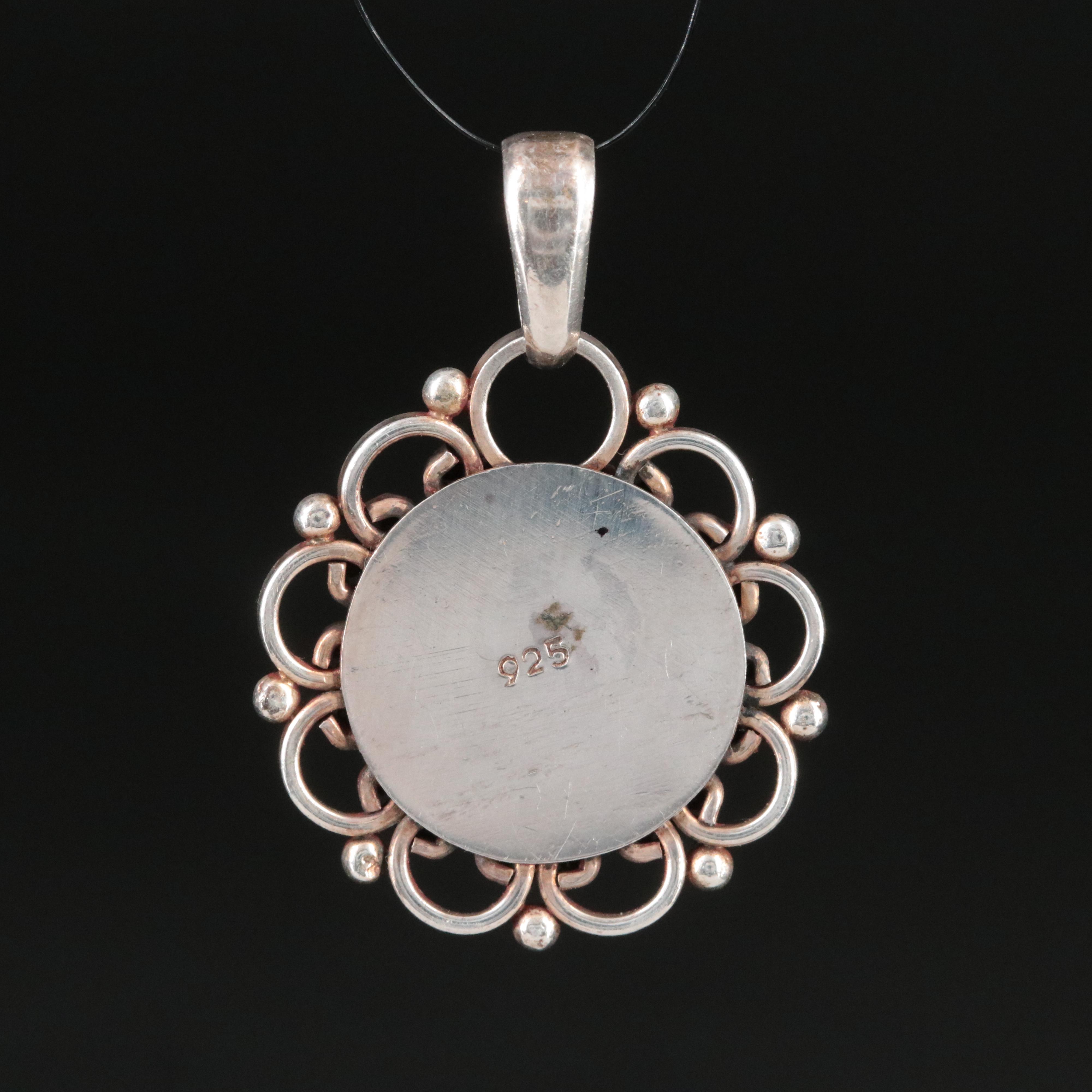 Sterling Rock Crystal and Turquoise Pendant