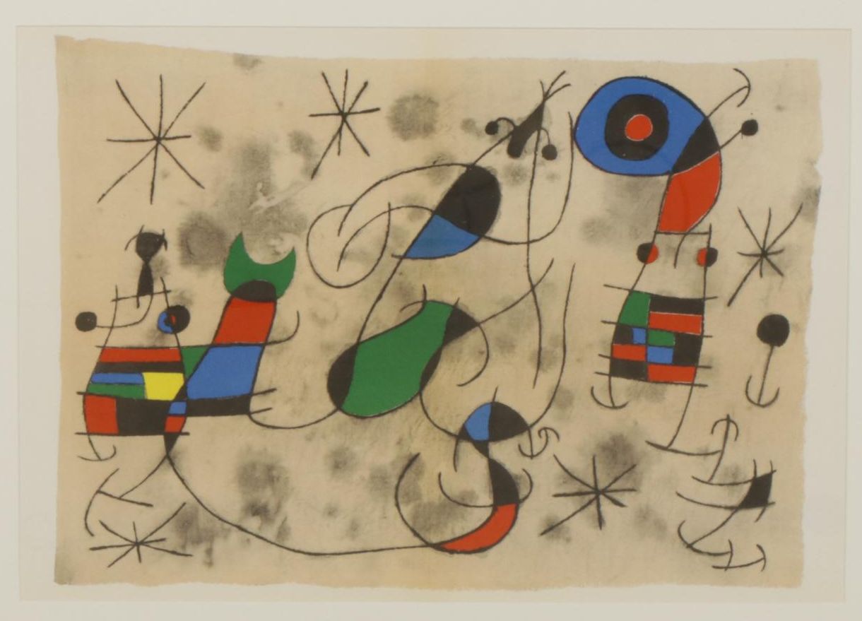 Joan Miró Double-Page Color Lithograph for "Derrière le Miroir," 1967