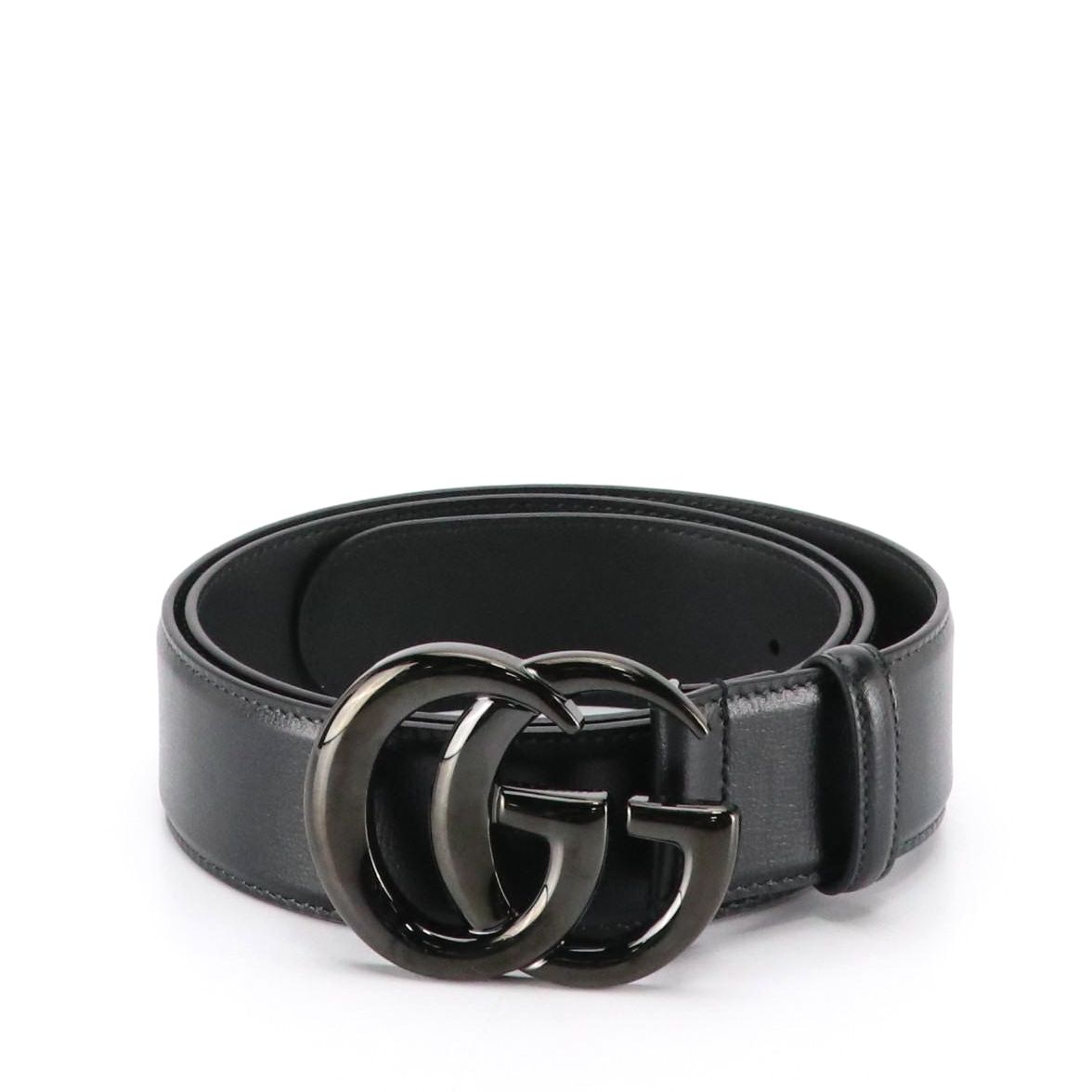 Gucci GG Marmont Wide Belt in Black Textured Leather