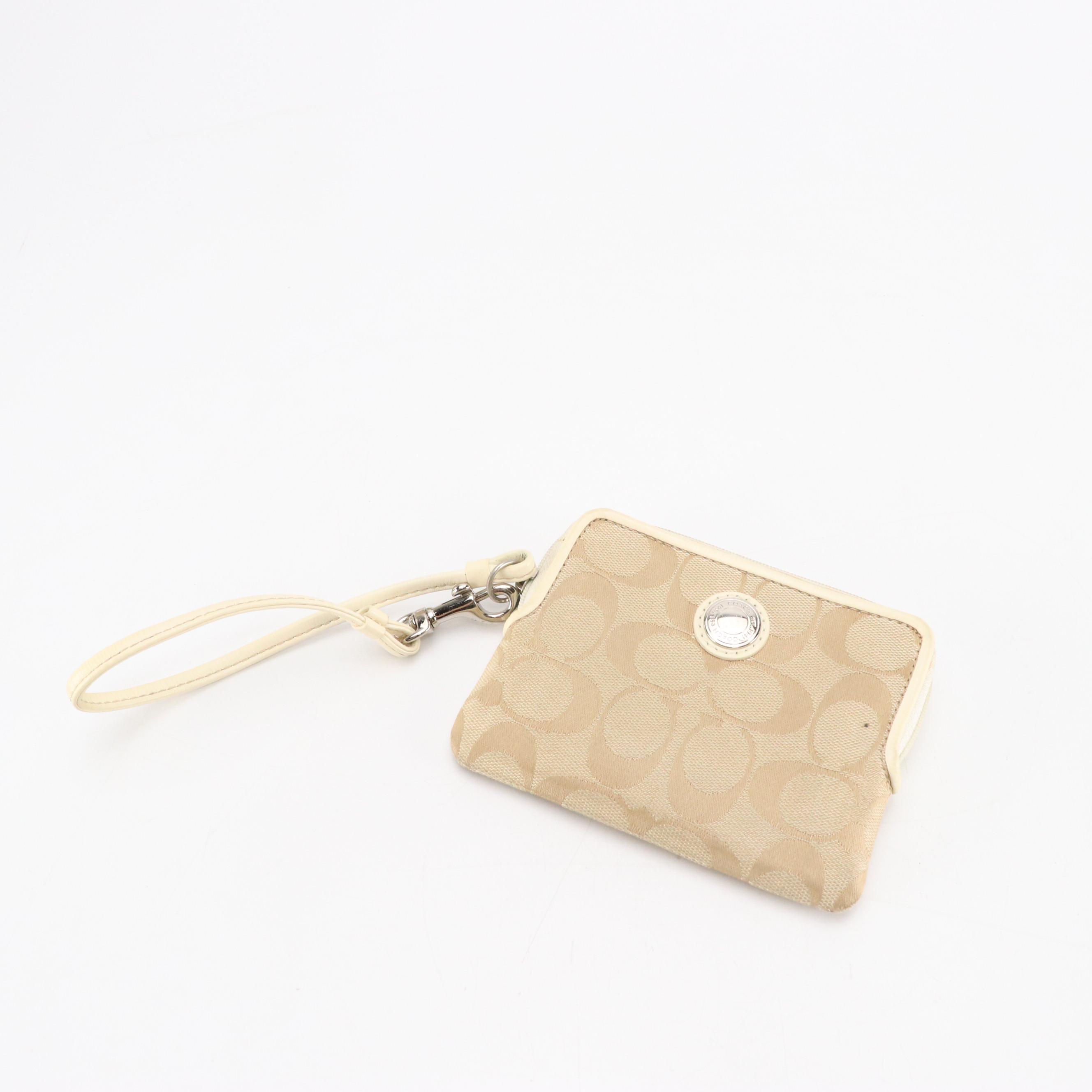 Coach Voyager Drafting 2Way Tote in Black Signature Canvas & Tan Wristlet Wallet