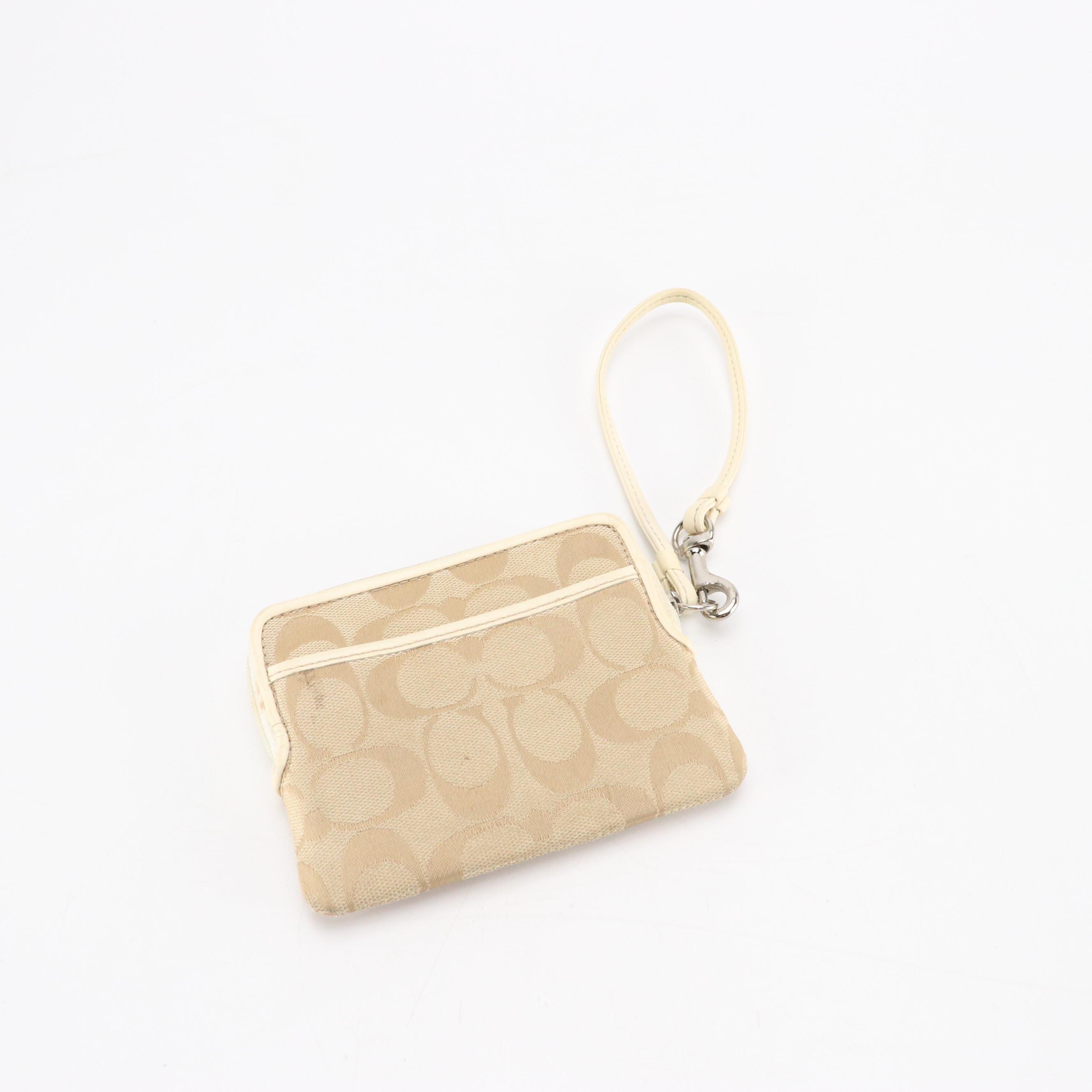 Coach Voyager Drafting 2Way Tote in Black Signature Canvas & Tan Wristlet Wallet